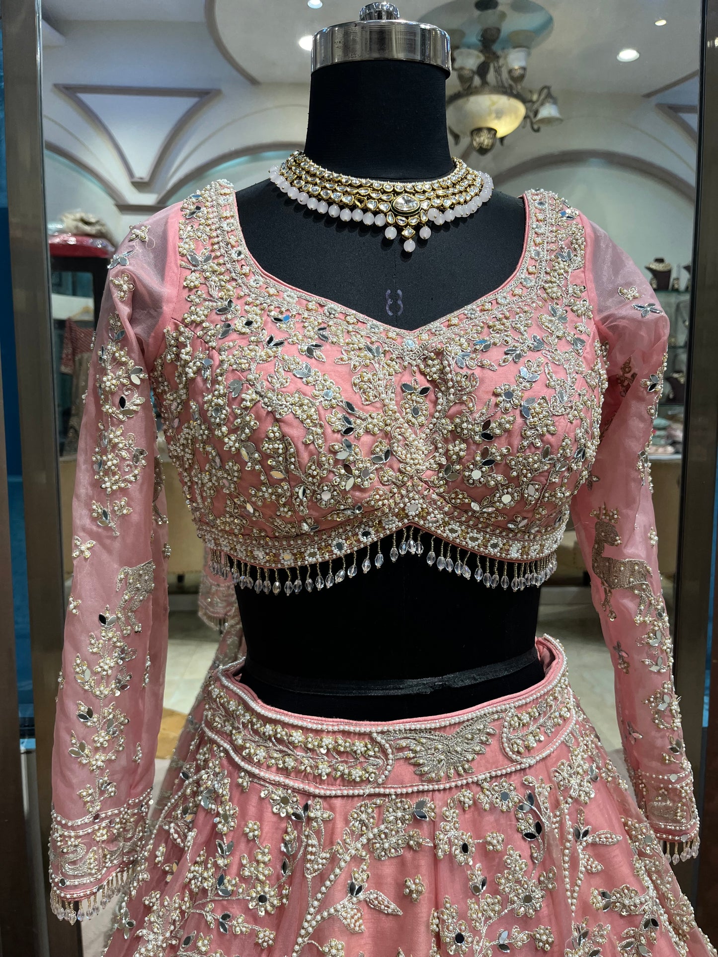 Rose Blush Mughal Embroidered Bridal Lehenga