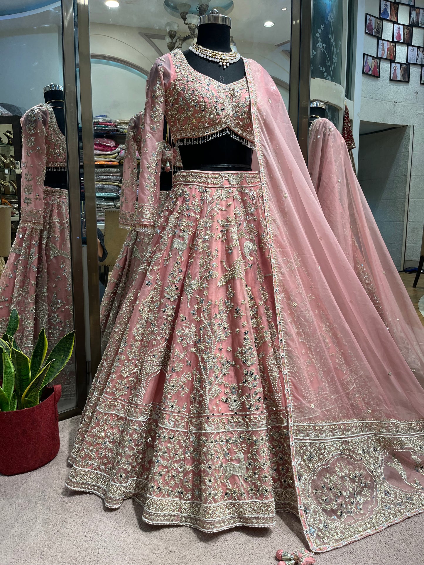 Rose Blush Mughal Embroidered Bridal Lehenga