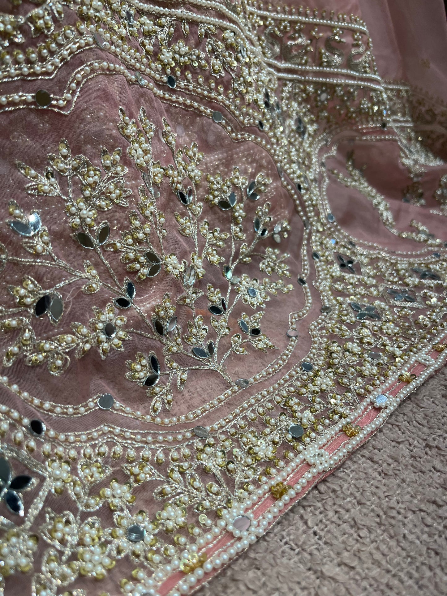 Rose Blush Mughal Embroidered Bridal Lehenga
