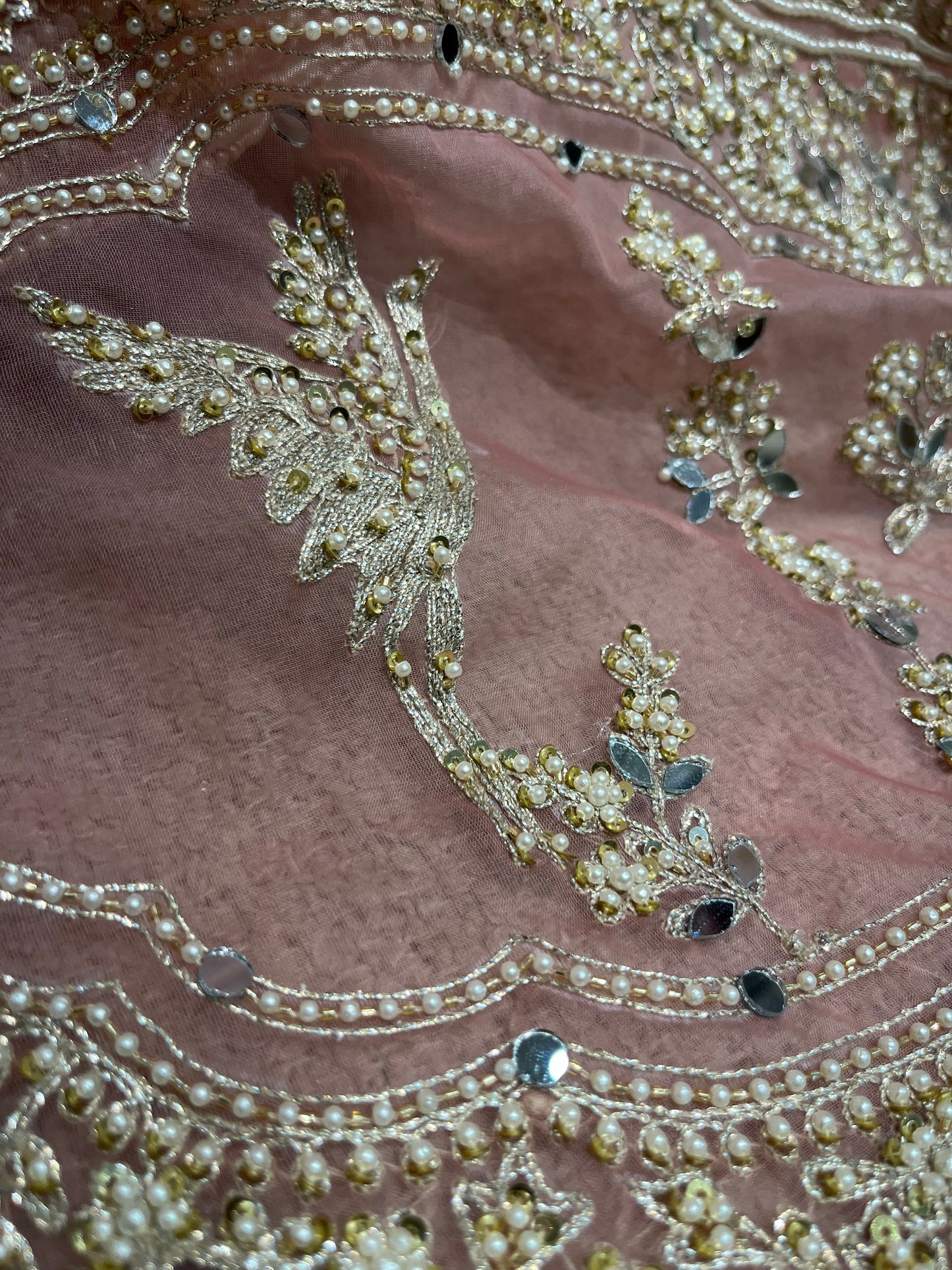 Rose Blush Mughal Embroidered Bridal Lehenga