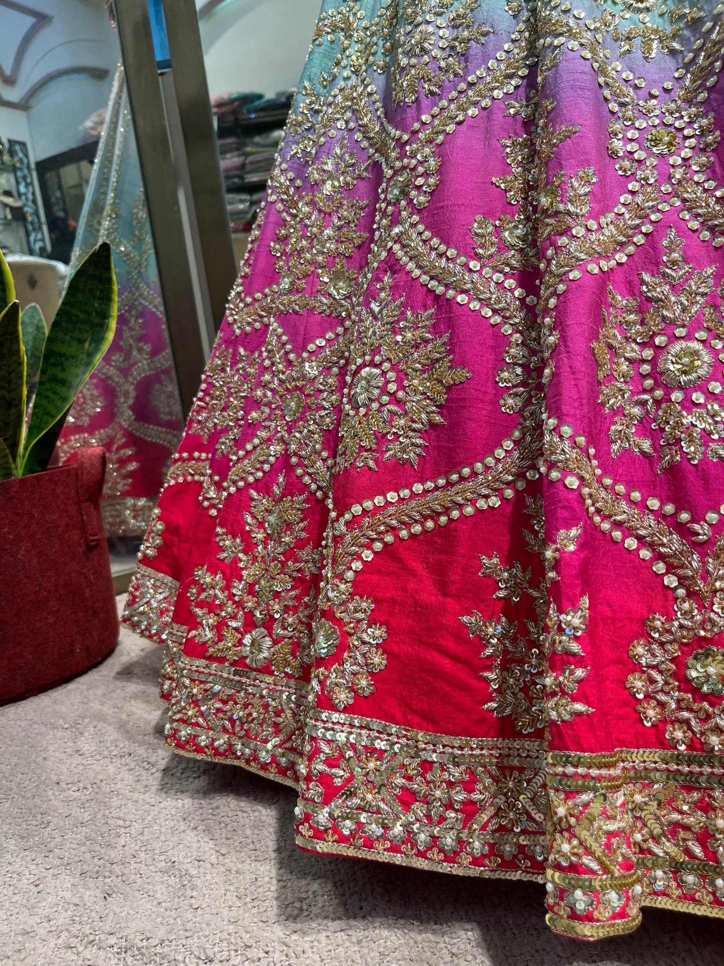 Fuchsia Ombre Royal Bridal Lehenga Set