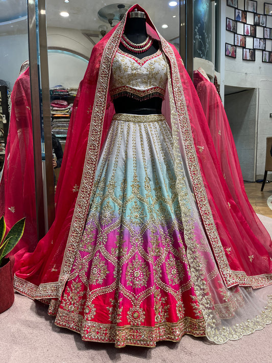Fuchsia Ombre Royal Bridal Lehenga Set