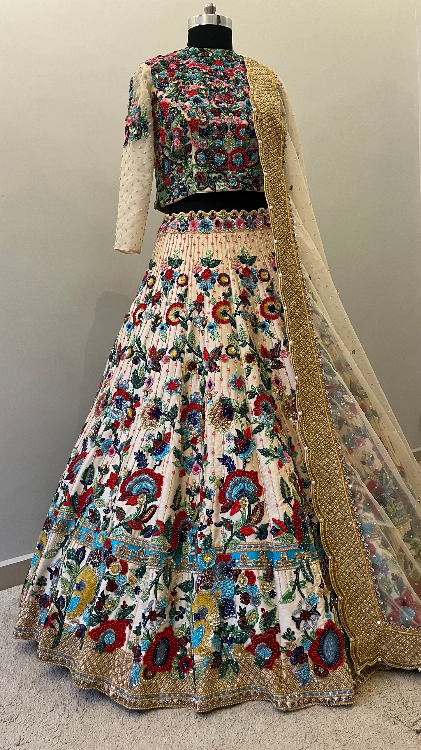 Noorbagh Ivory Floral Couture Lehenga