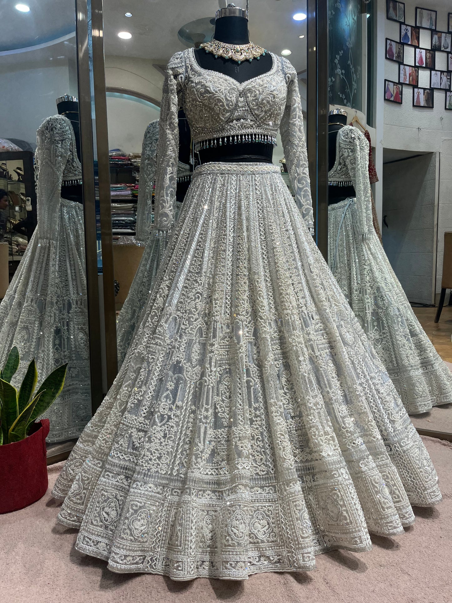 Platinum Ivory Regal Bridal Lehenga Set