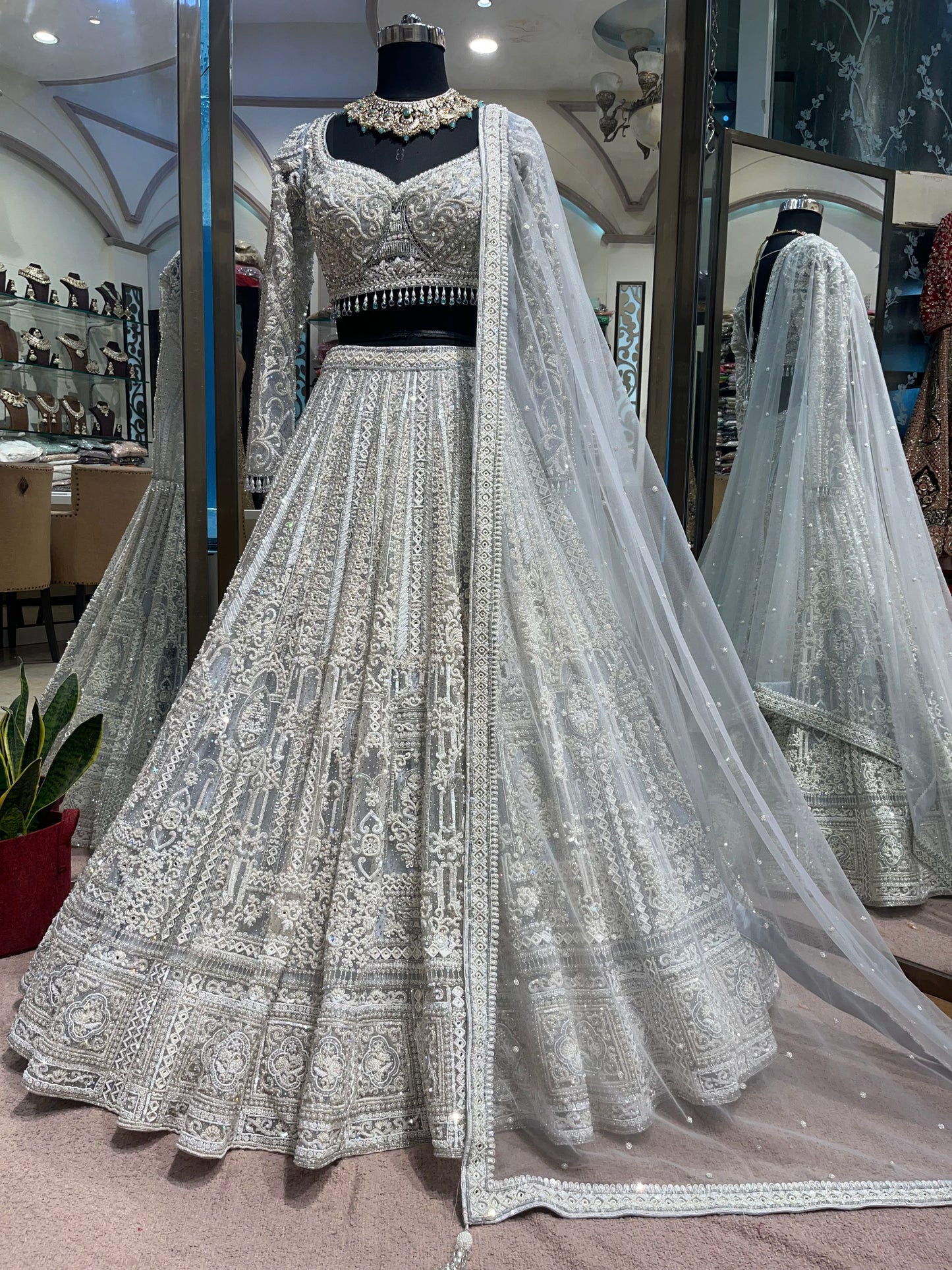 Platinum Ivory Regal Bridal Lehenga Set