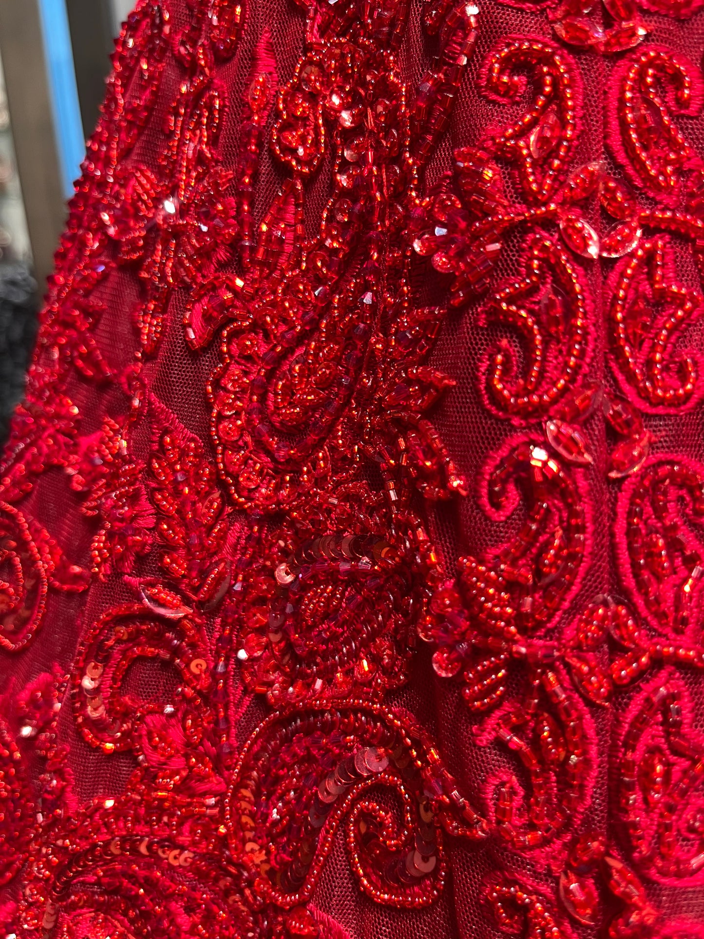 Ruby Red Royal Bridal Lehenga with Handcrafted Sequins