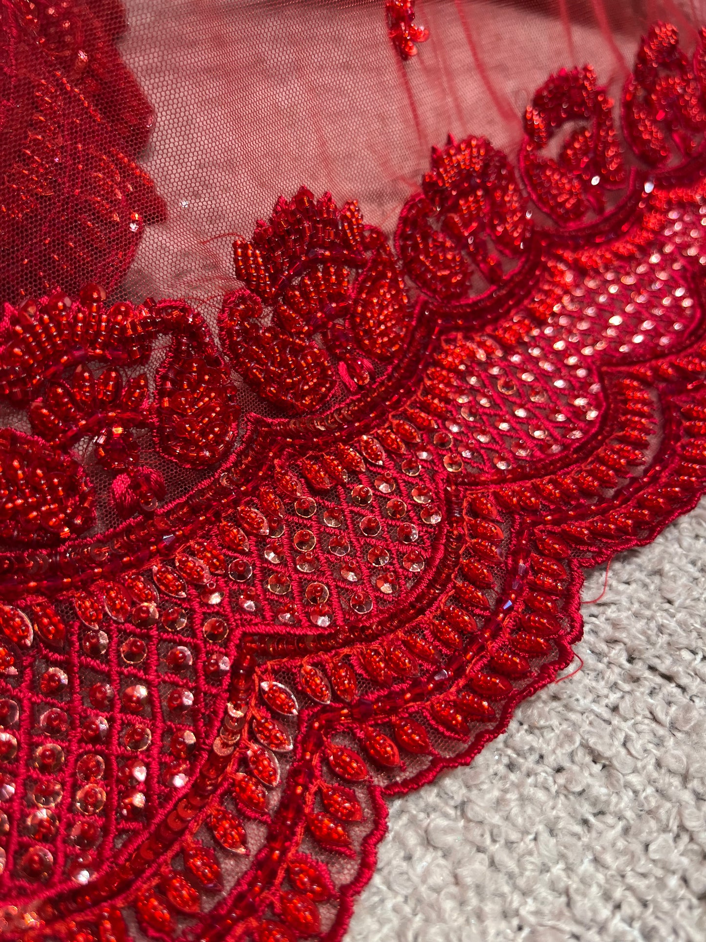 Ruby Red Royal Bridal Lehenga with Handcrafted Sequins