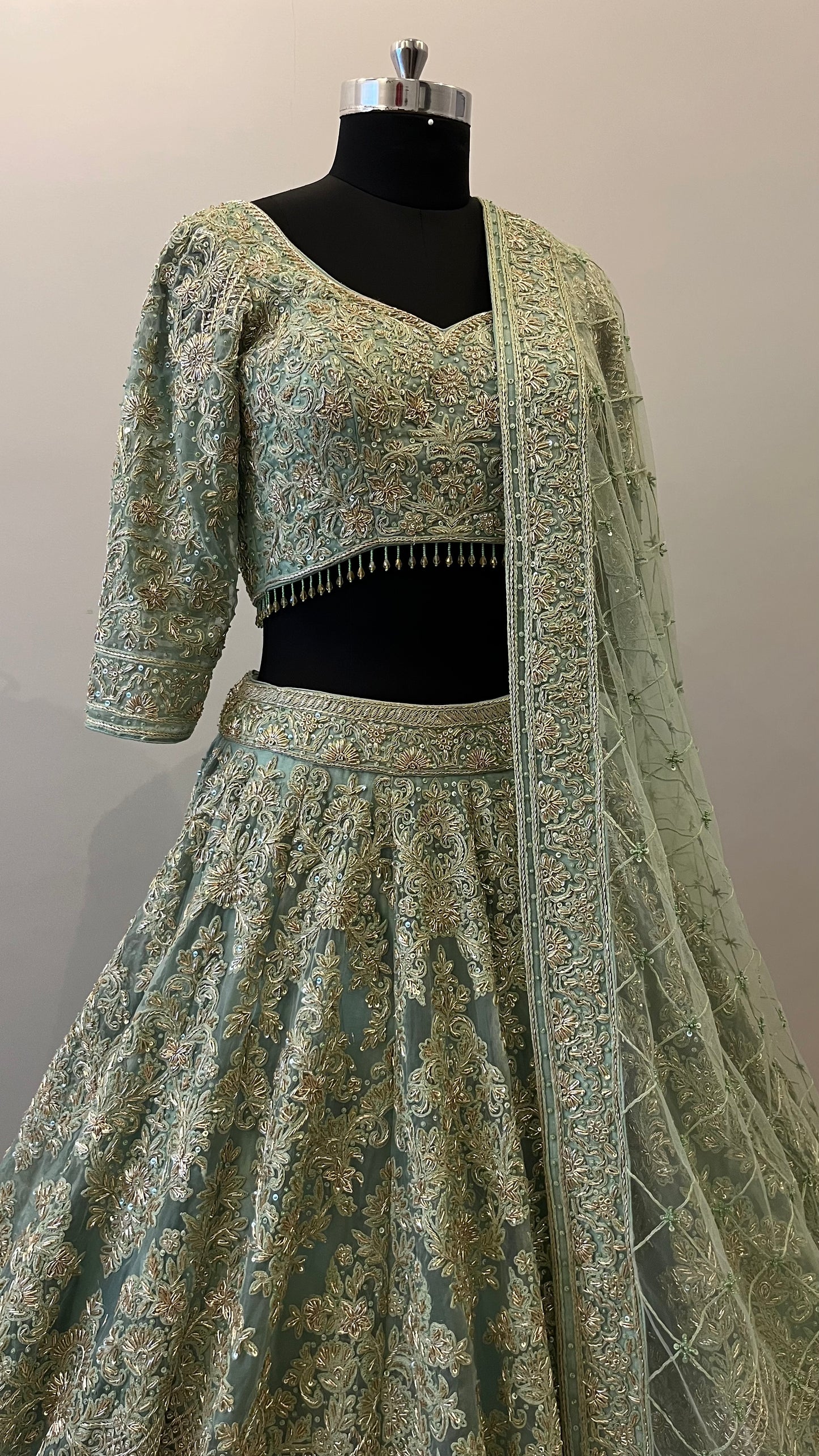 Celeste Mint Zardozi Bridal Lehenga Set