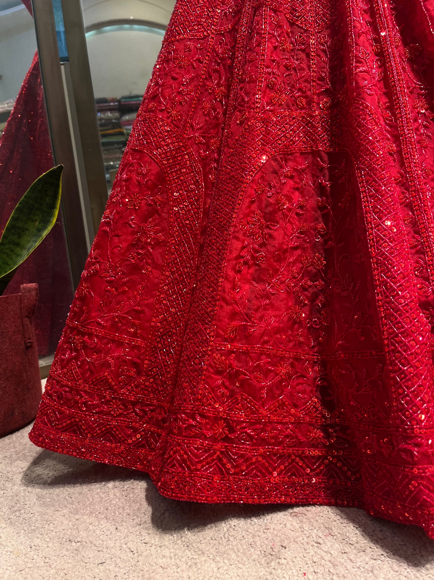 Imperial Ruby Sequins Bridal Lehenga