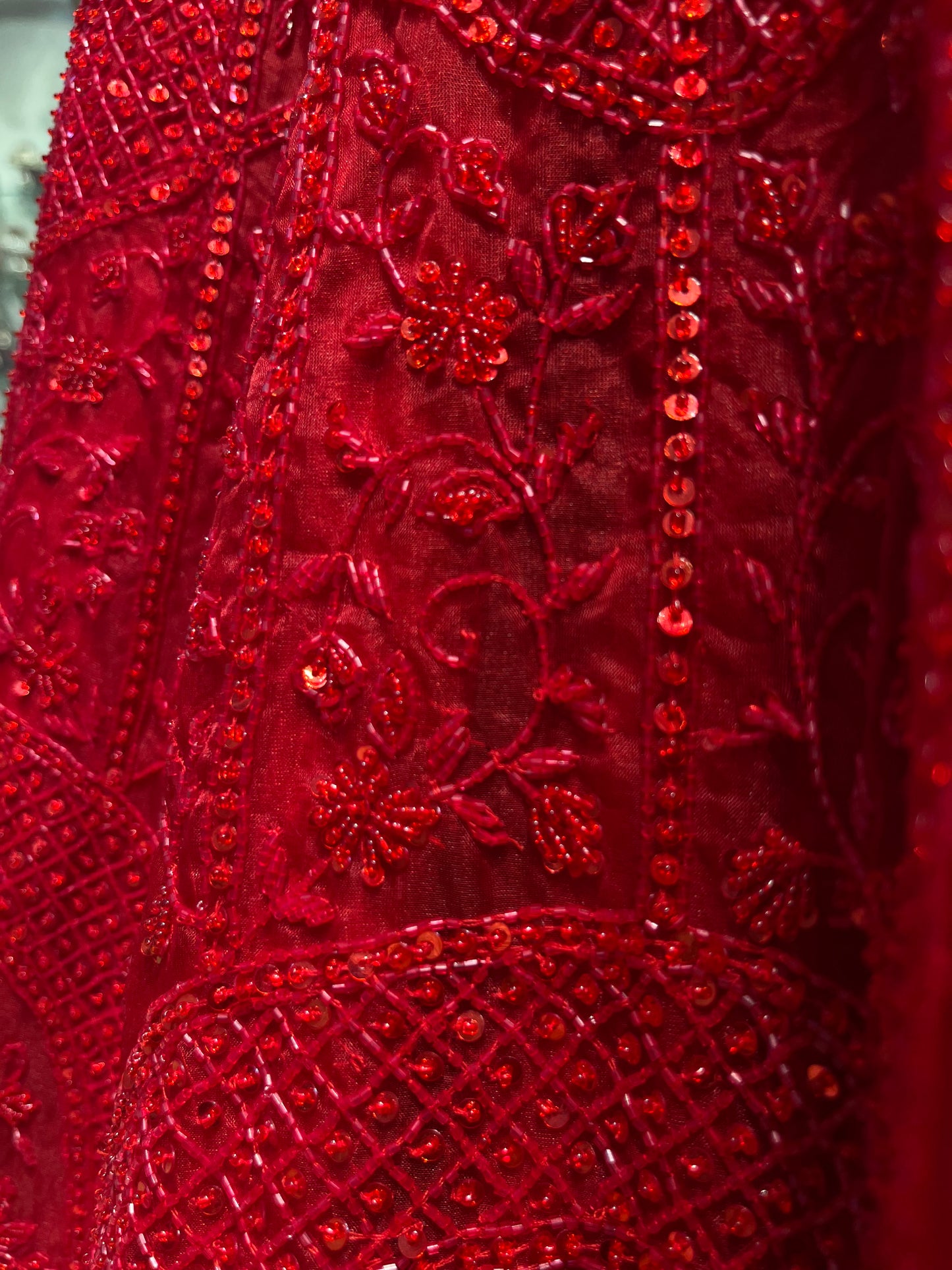 Imperial Ruby Sequins Bridal Lehenga