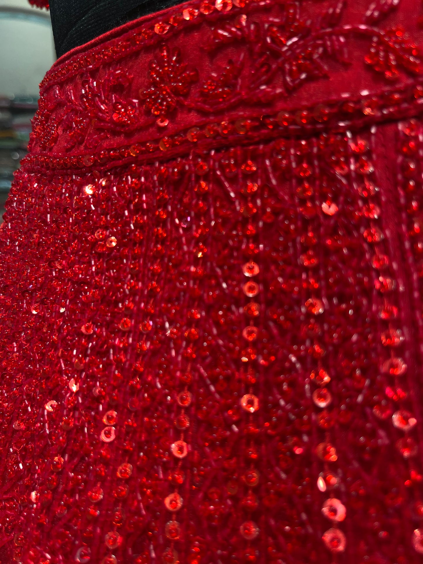 Imperial Ruby Sequins Bridal Lehenga