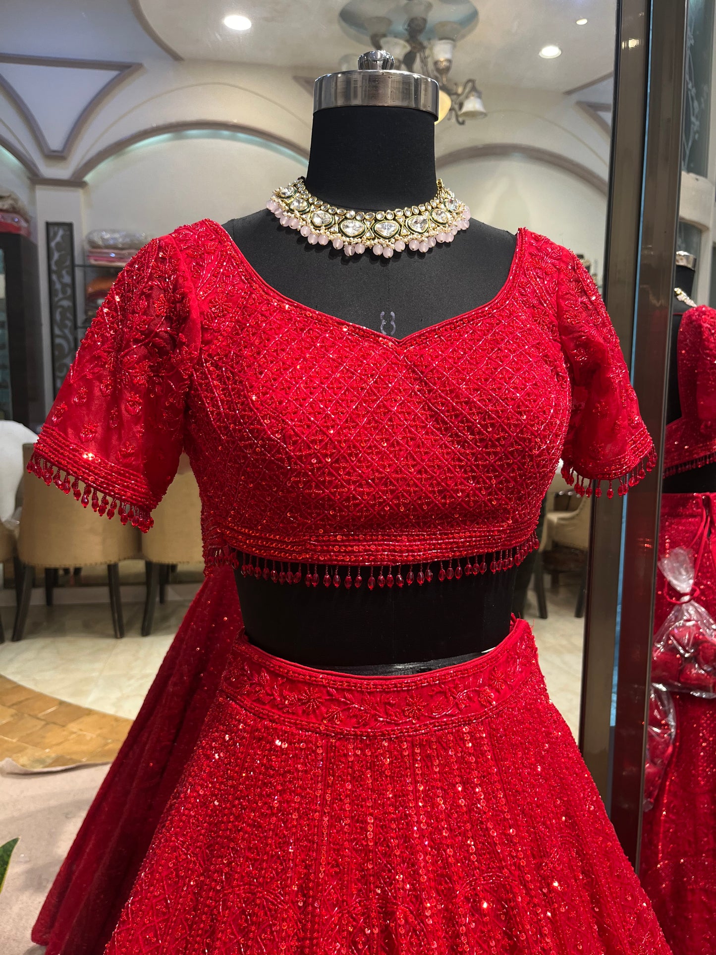 Imperial Ruby Sequins Bridal Lehenga