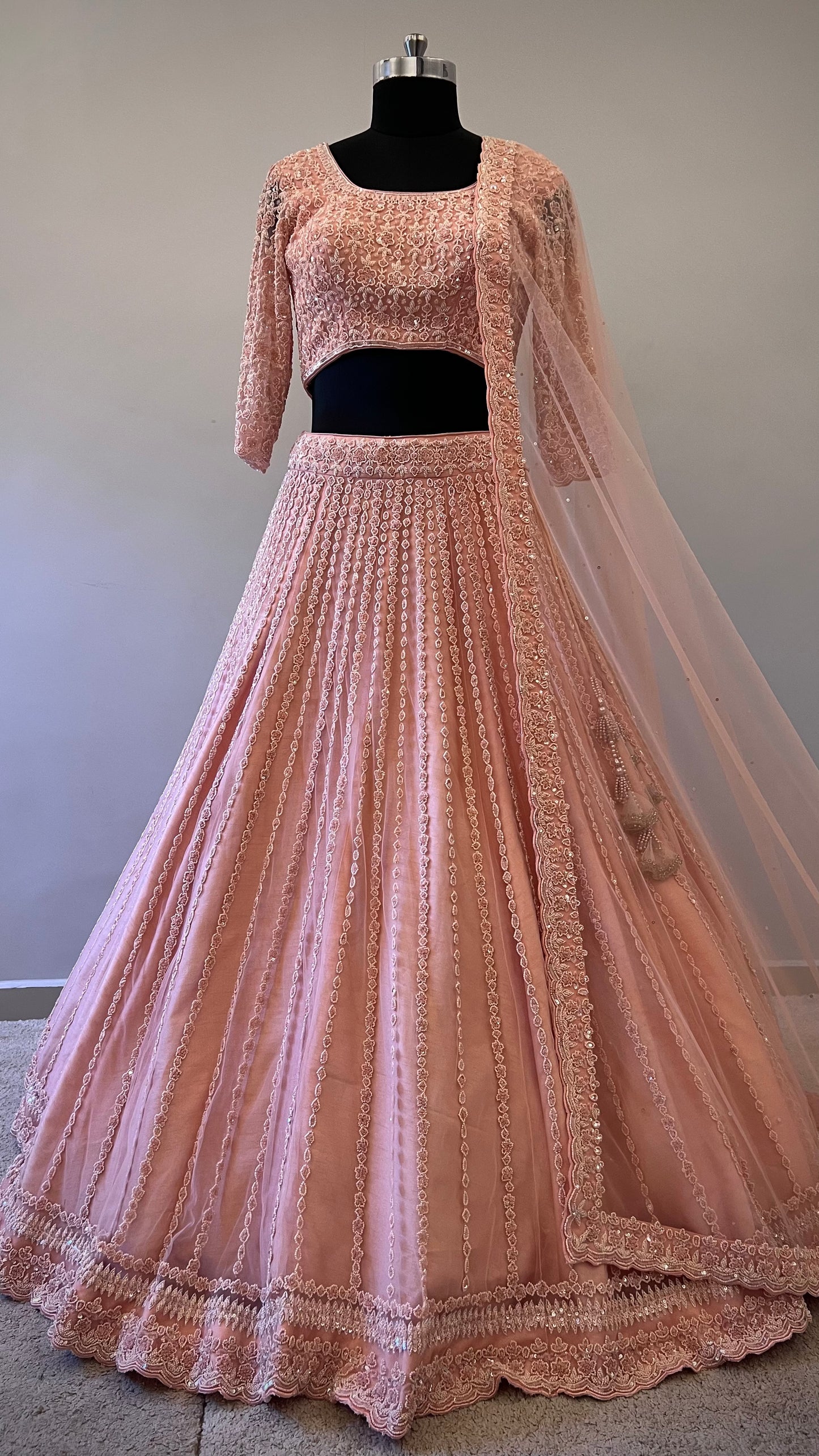 Elara Blush Handcrafted Bridal Lehenga Set