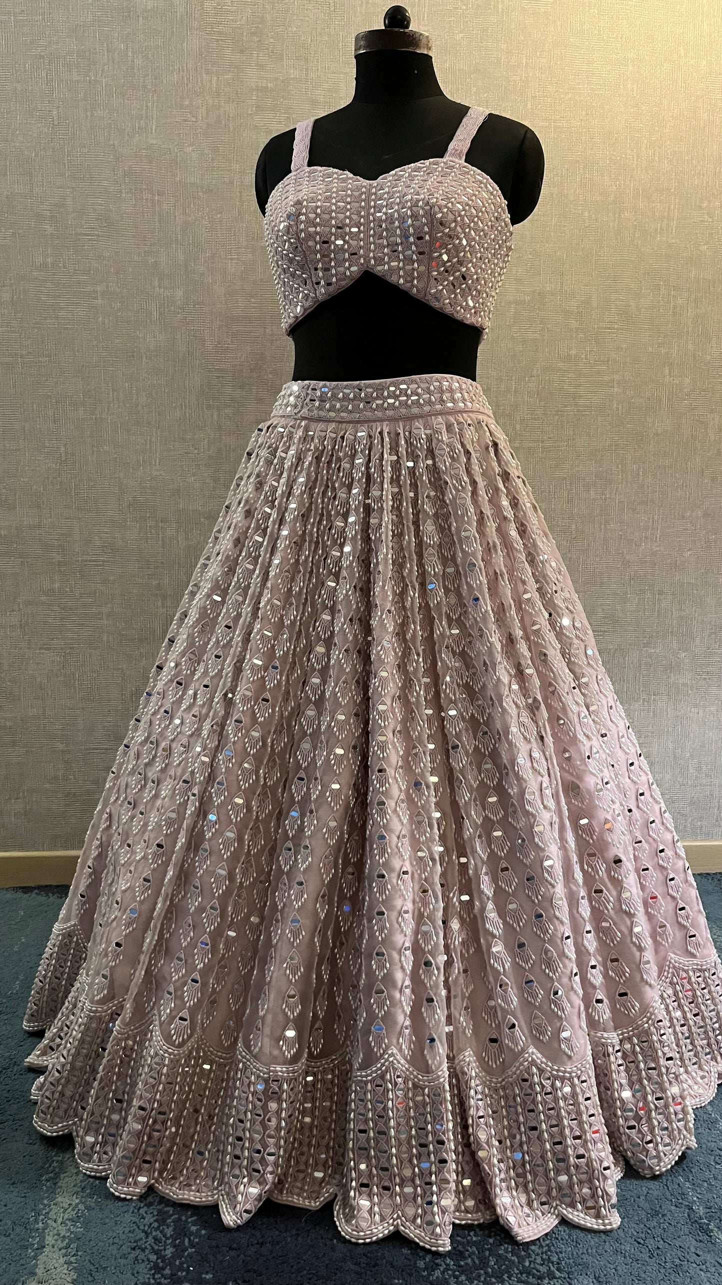Elara Blush Mirror Embellished Lehenga