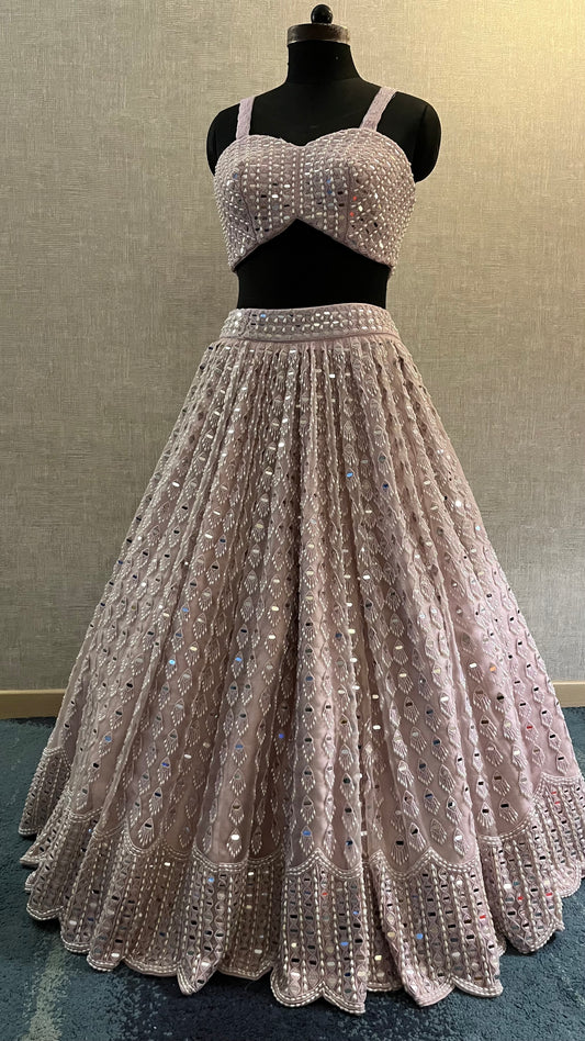 Elara Blush Mirror Embellished Lehenga