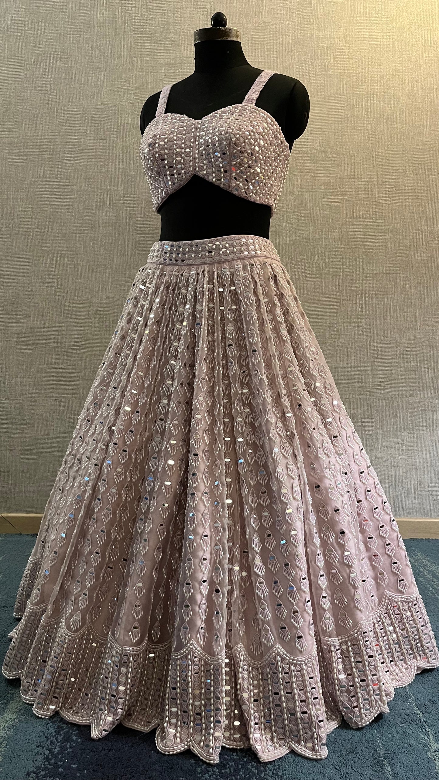 Elara Blush Mirror Embellished Lehenga