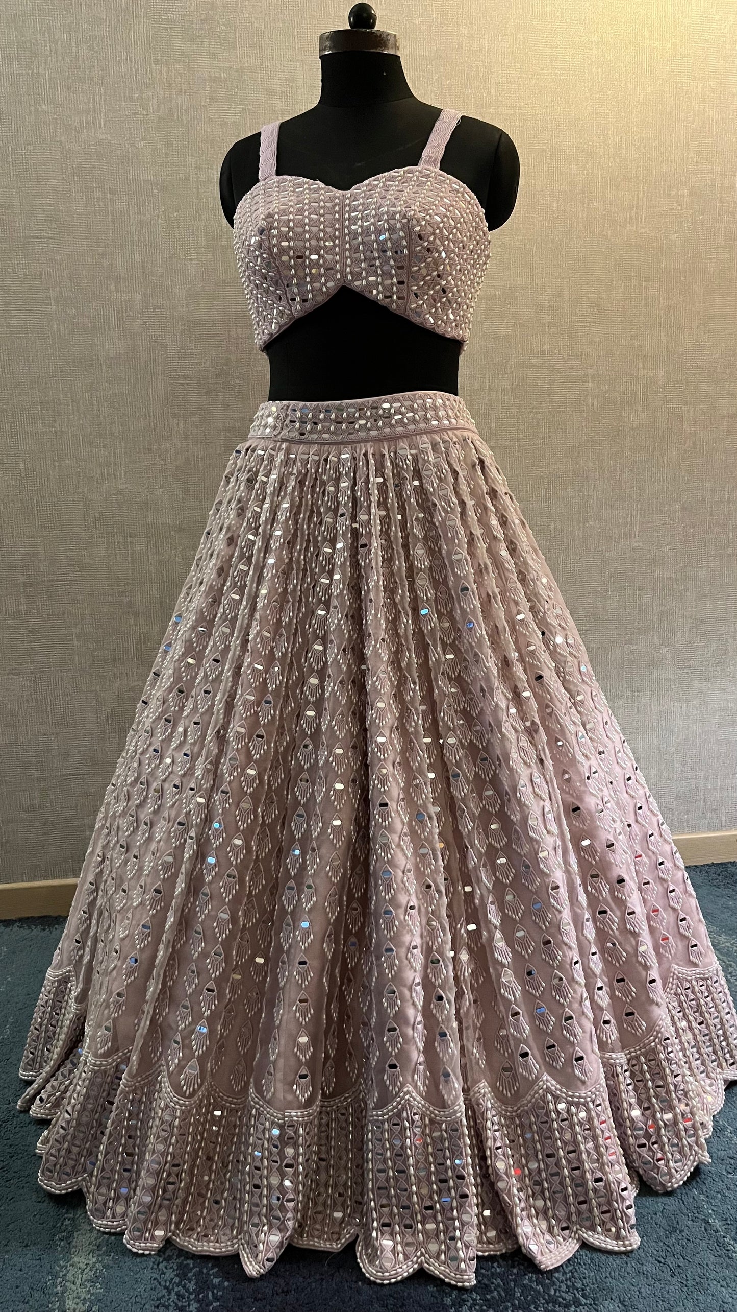 Elara Blush Mirror Embellished Lehenga