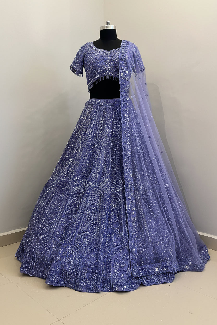 Amethyste Lavender Couture Bridal Lehenga