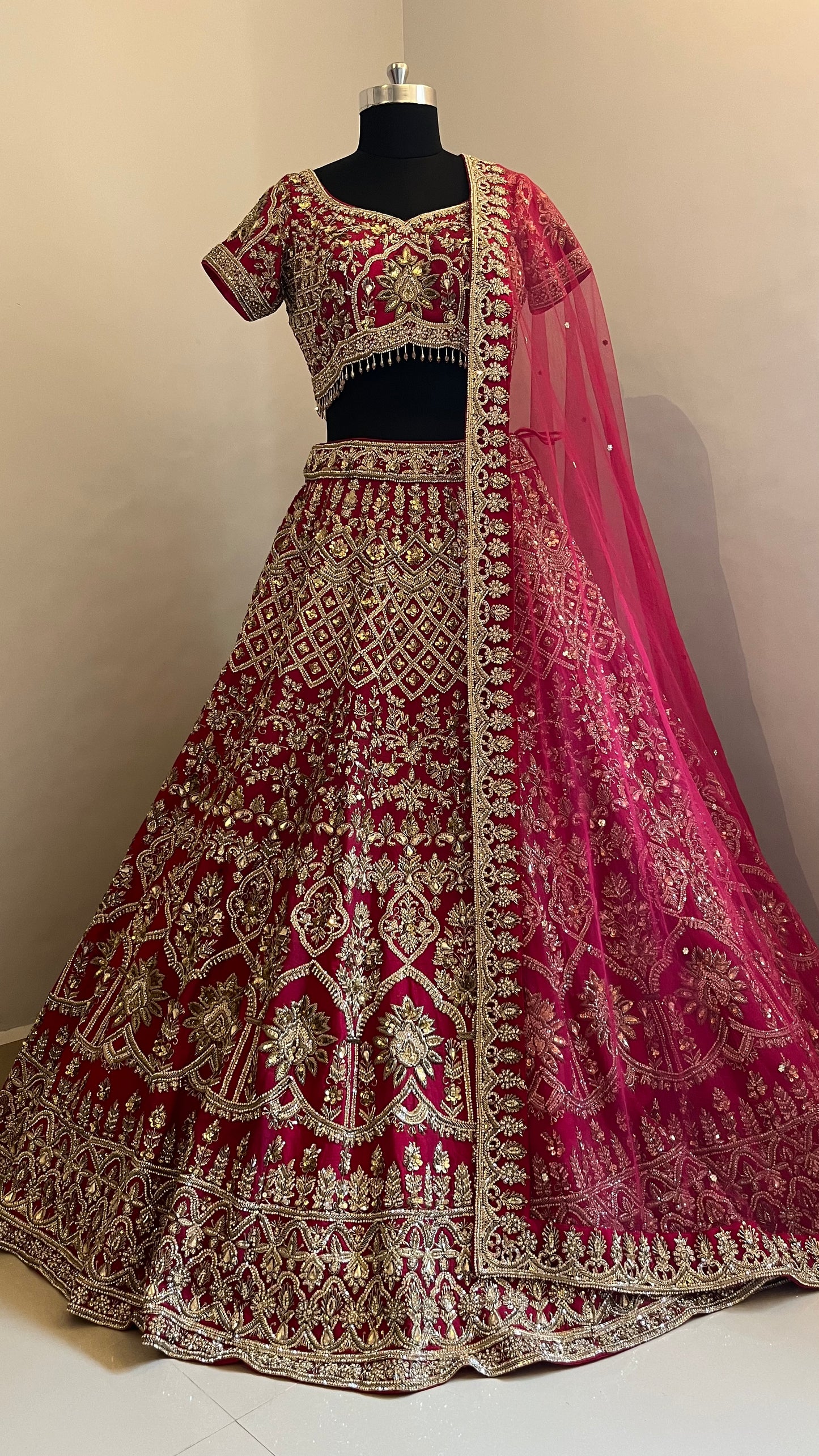 Zareen Crimson Bridal Lehenga Set