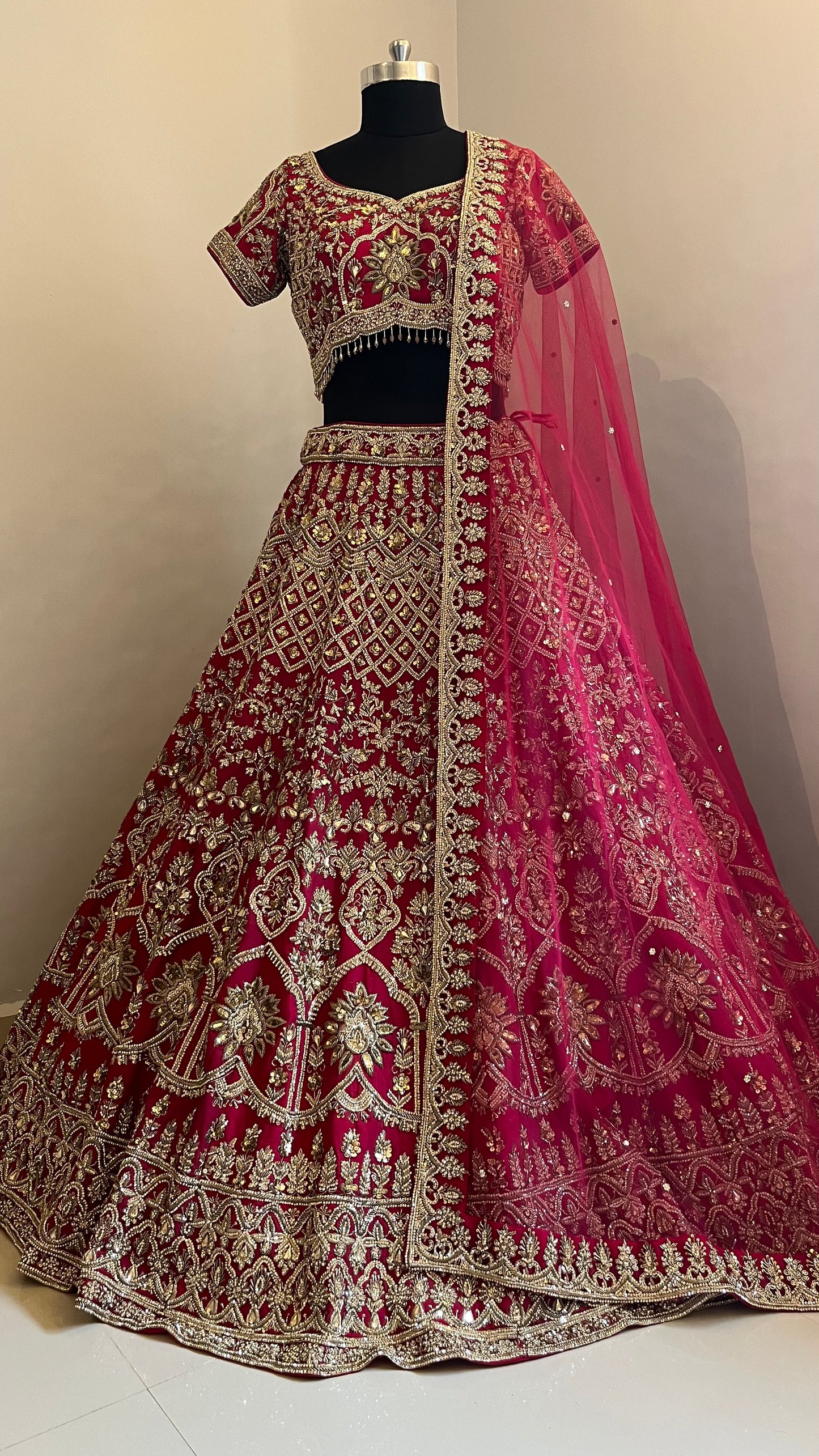 Zareen Crimson Bridal Lehenga Set