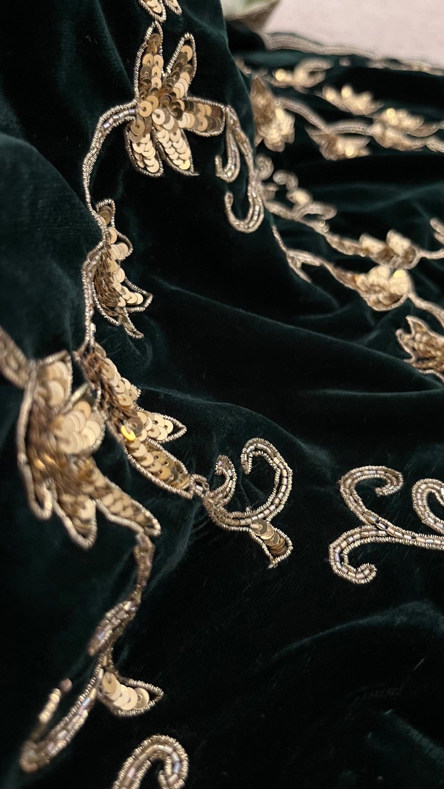 Mehrunisa Emerald Velvet Bridal Lehenga