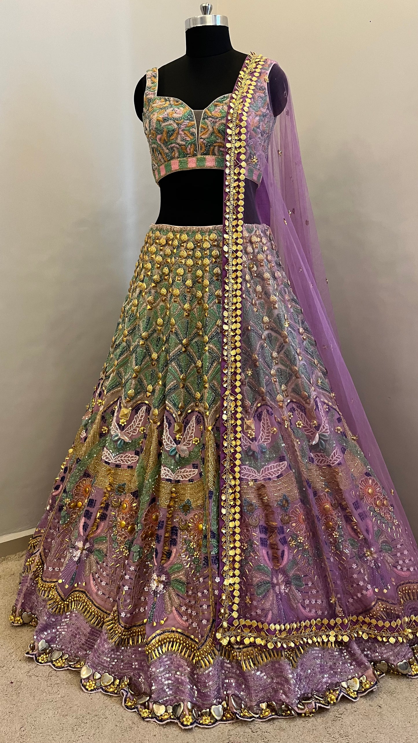 Lavender Mirage Handcrafted Bridal Lehenga