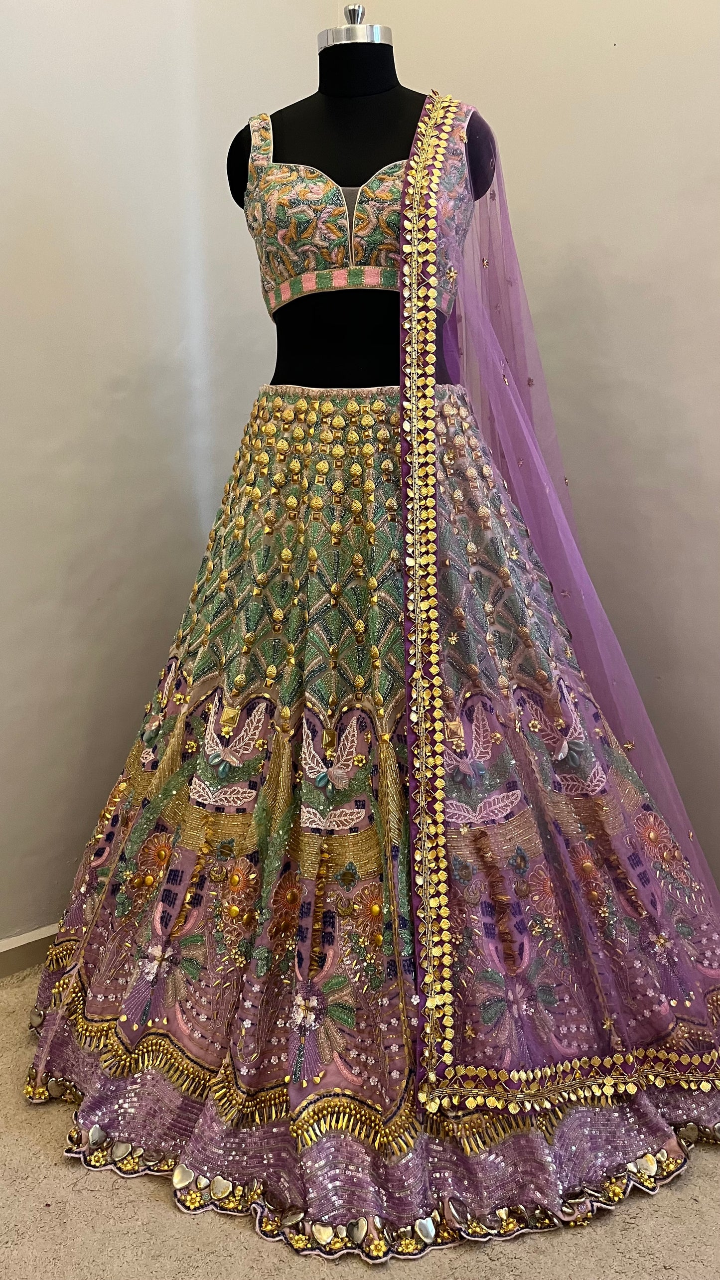 Lavender Mirage Handcrafted Bridal Lehenga
