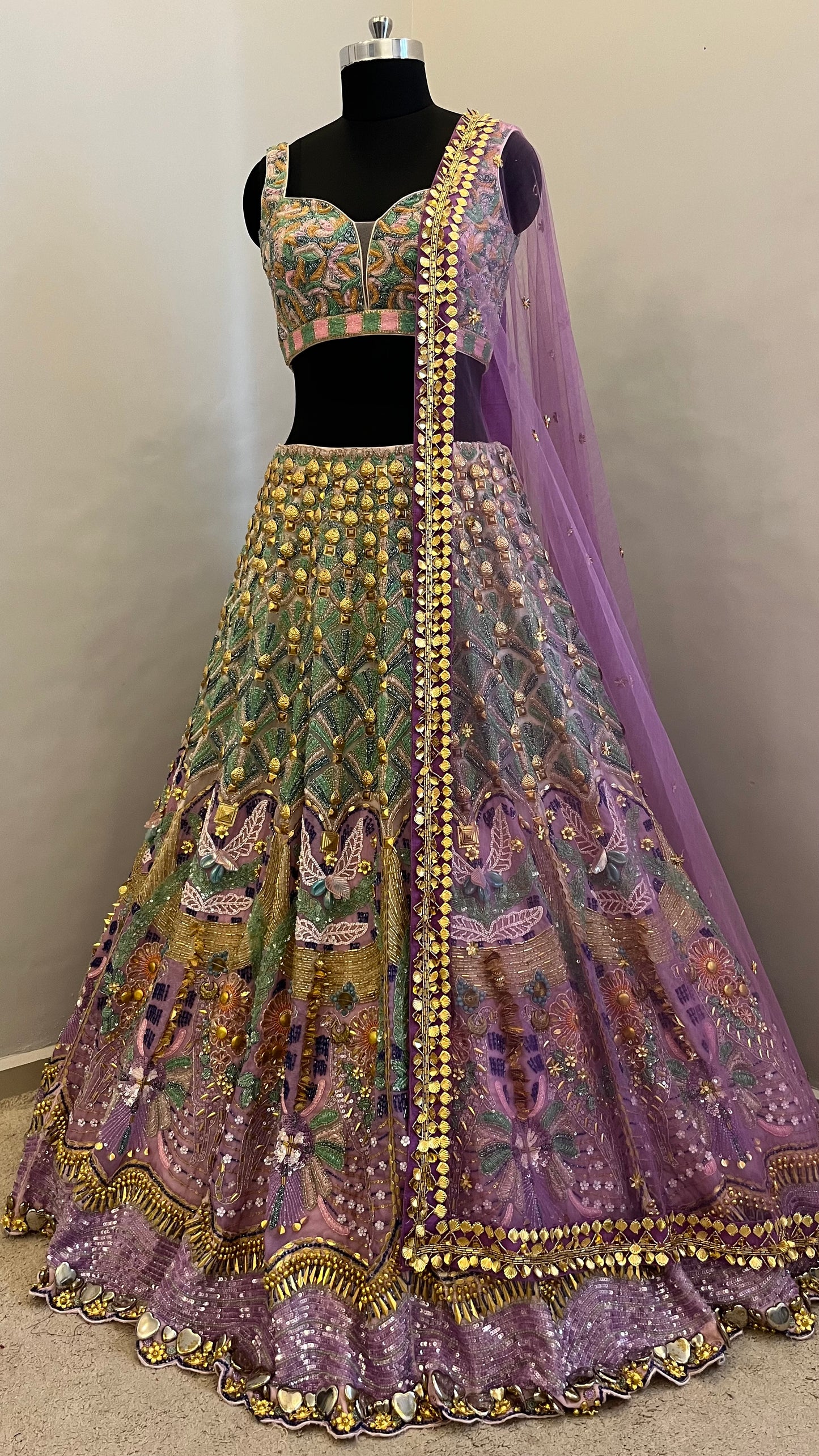 Lavender Mirage Handcrafted Bridal Lehenga