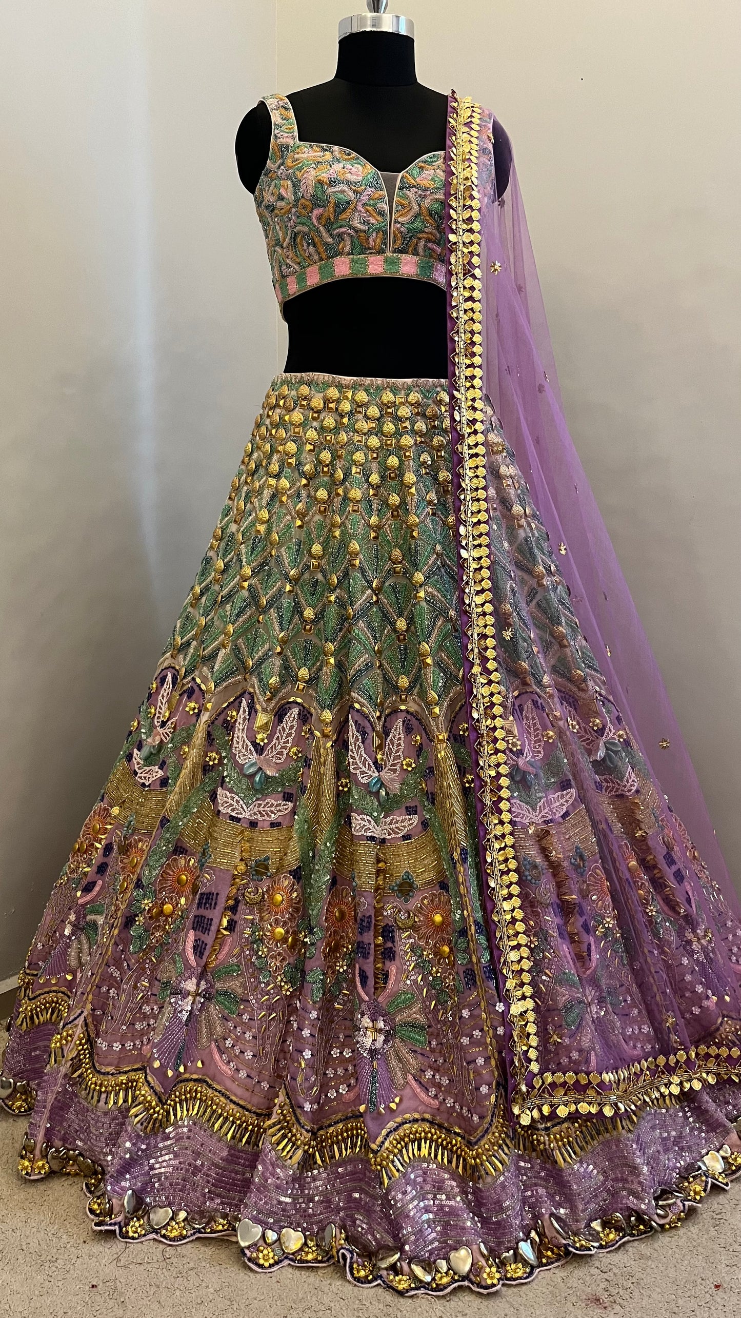 Lavender Mirage Handcrafted Bridal Lehenga