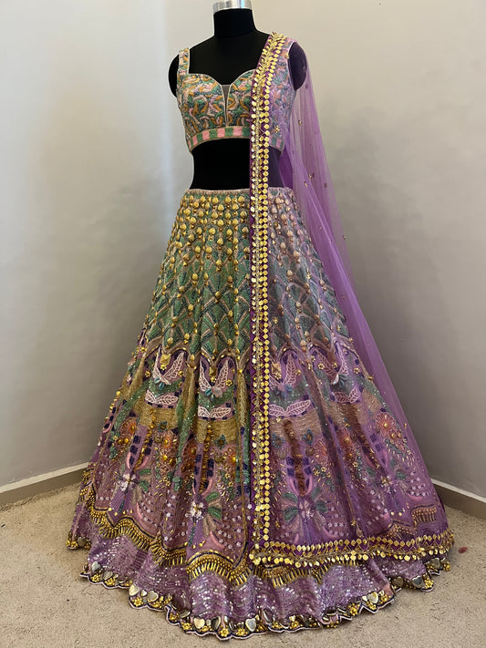 Lavender Mirage Handcrafted Bridal Lehenga