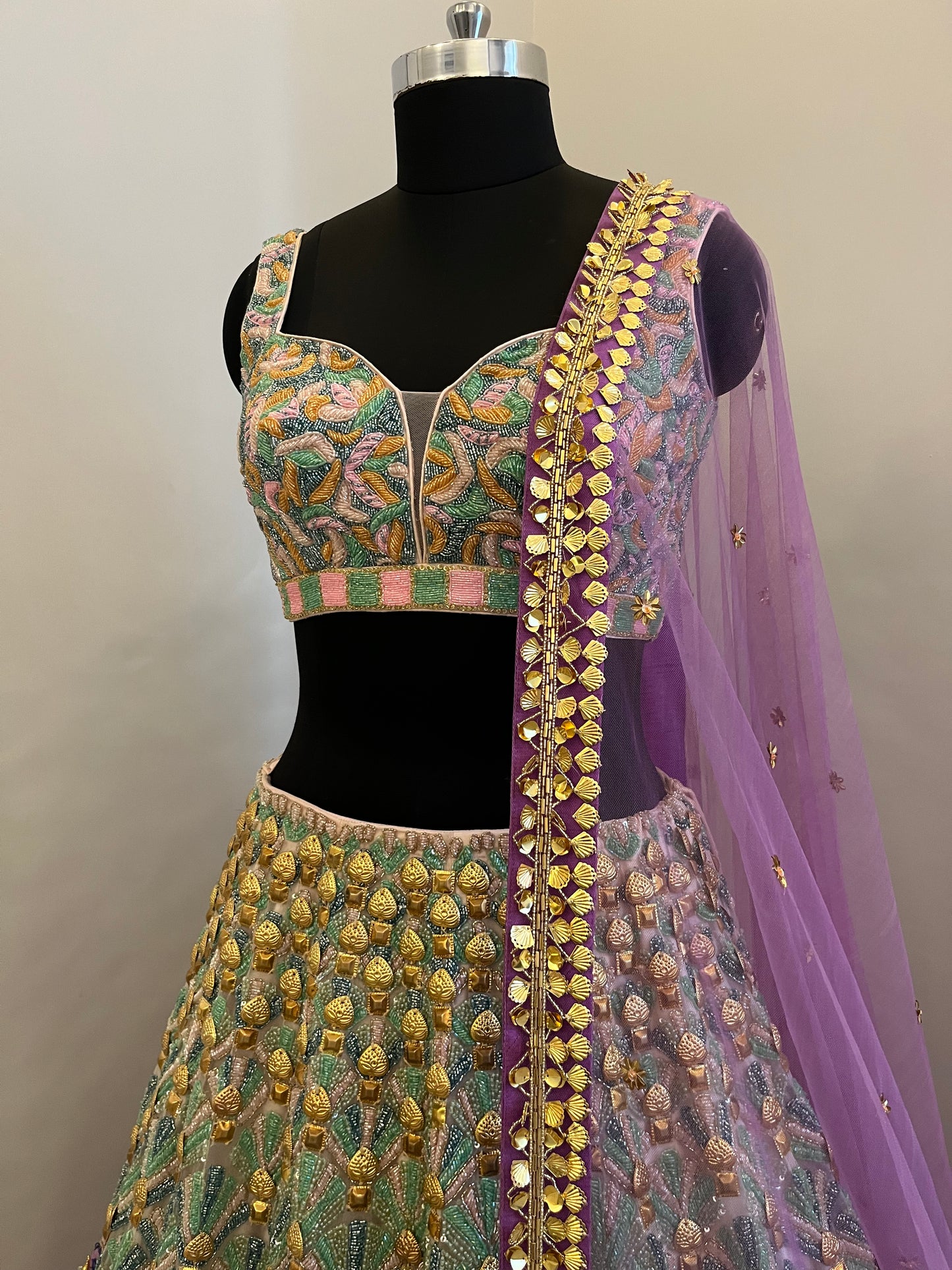 Lavender Mirage Handcrafted Bridal Lehenga