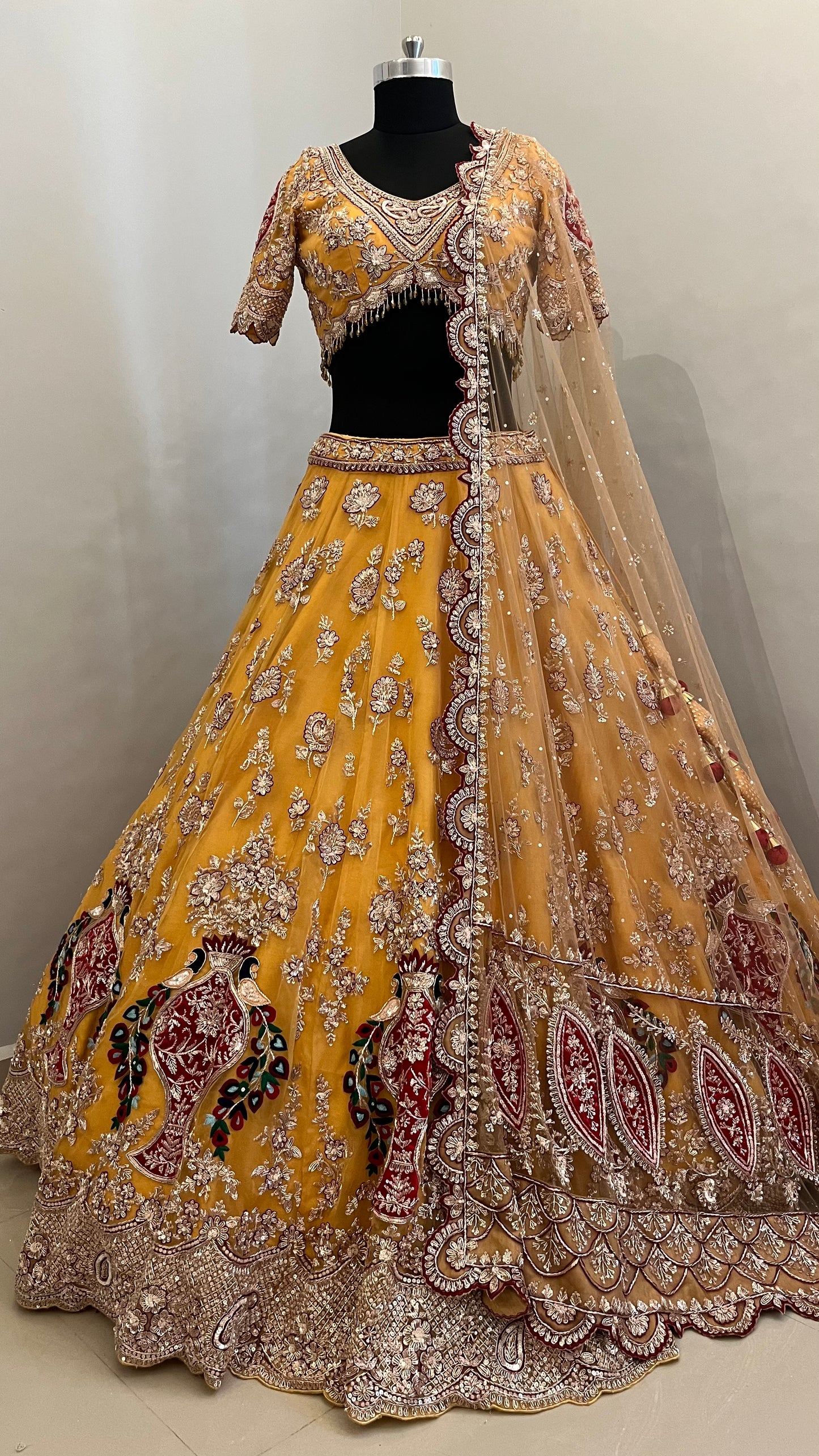 Zareen Mustard Heritage Bridal Lehenga