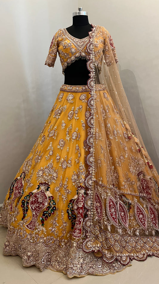 Zareen Mustard Heritage Bridal Lehenga