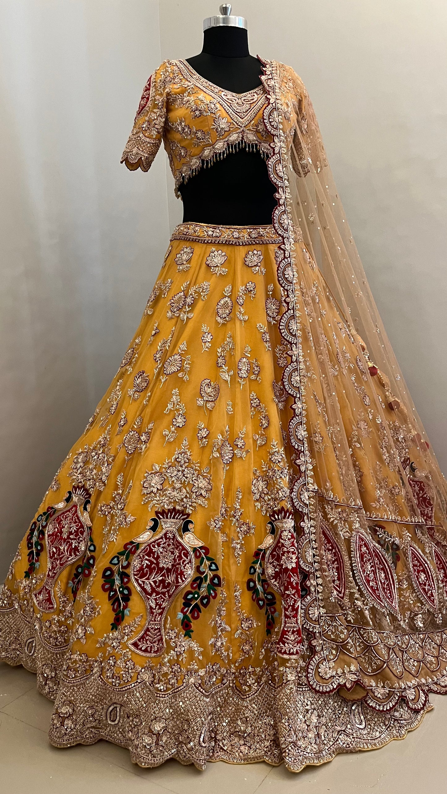 Zareen Mustard Heritage Bridal Lehenga