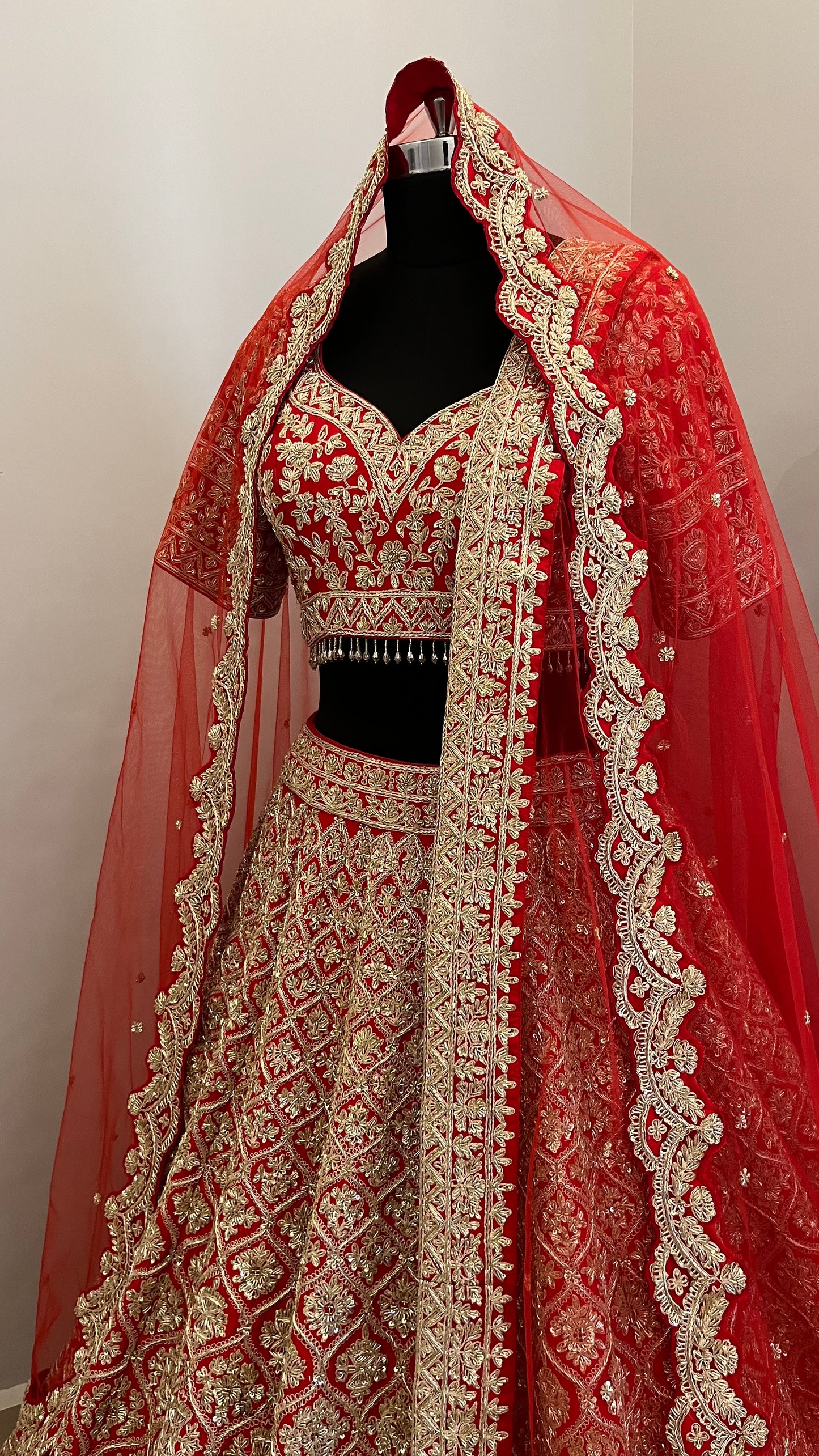 Imperial Scarlet Zari Bridal Lehenga with Heritage Jaal Embroidery