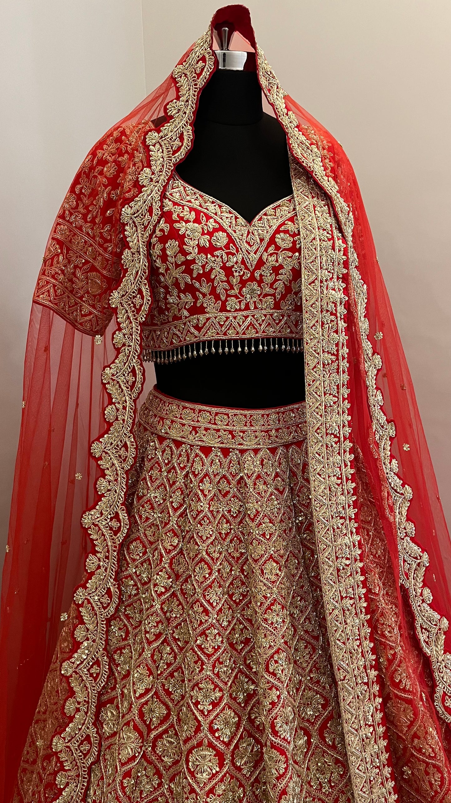 Imperial Scarlet Zari Bridal Lehenga with Heritage Jaal Embroidery