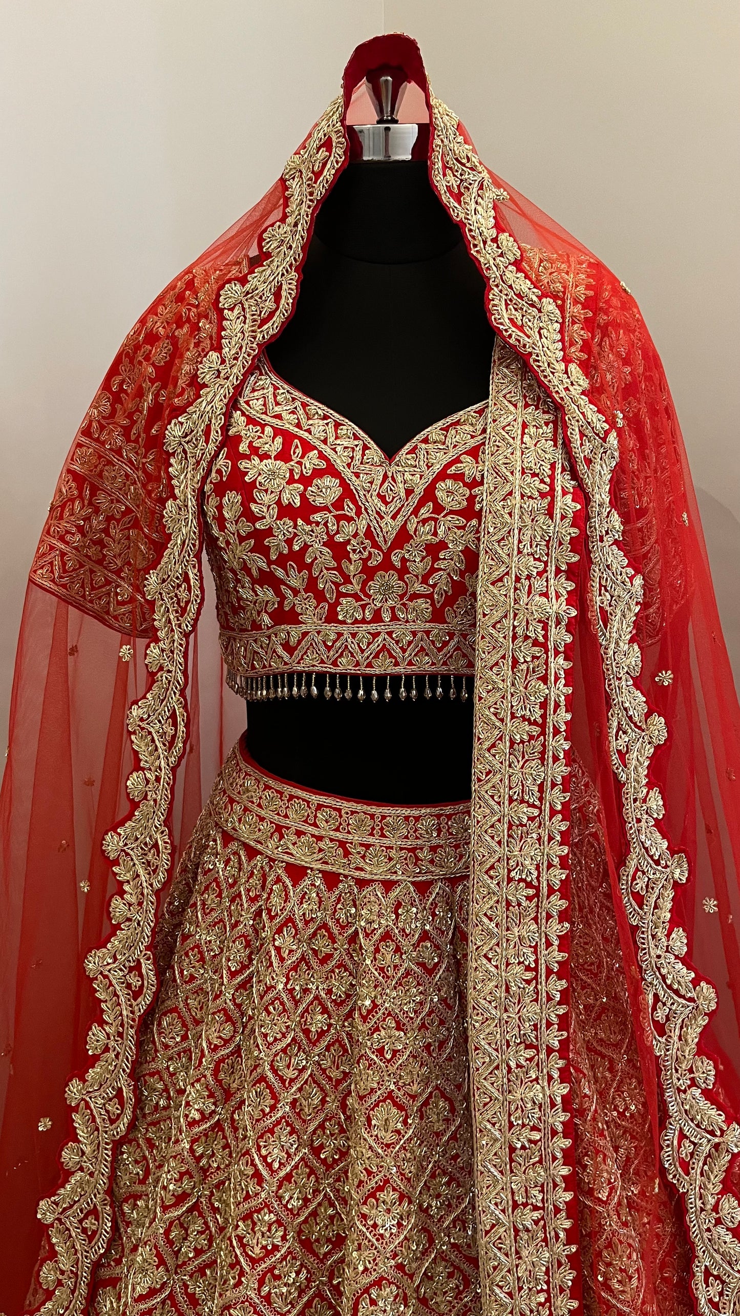 Imperial Scarlet Zari Bridal Lehenga with Heritage Jaal Embroidery