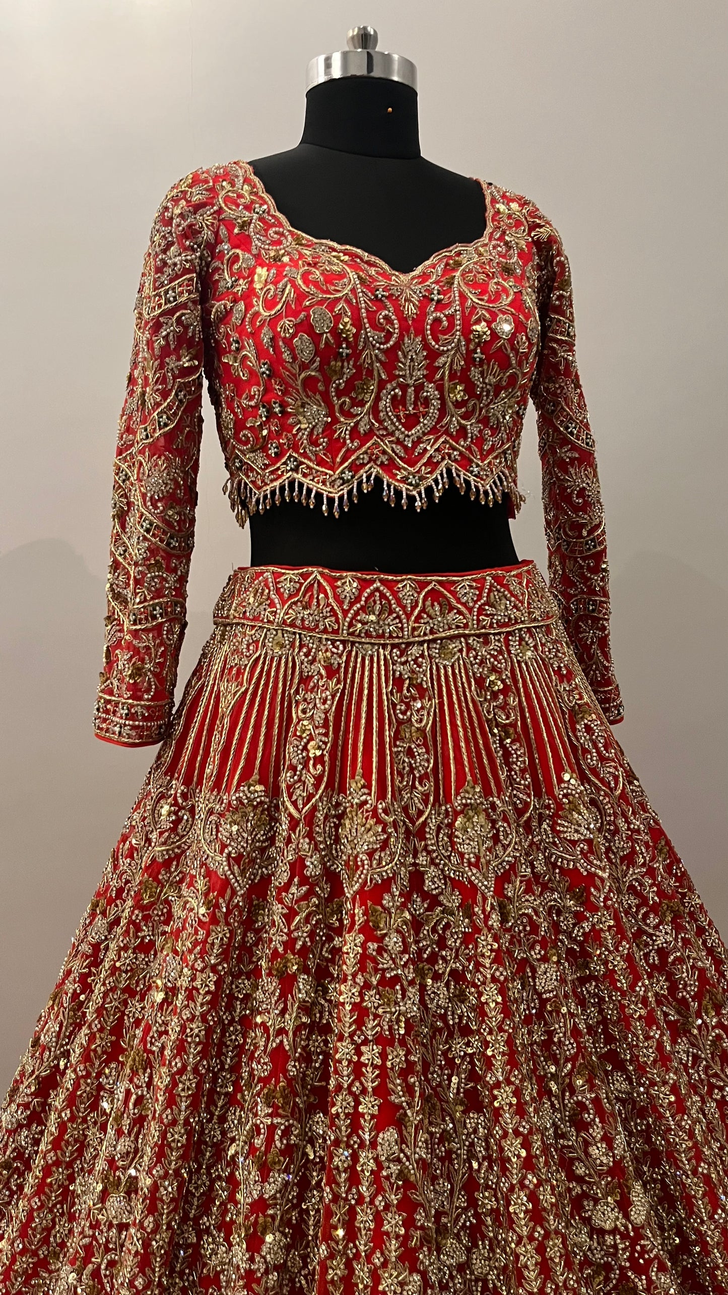 Maharani Rouge Handcrafted Bridal Lehenga with Royal Zari Embroidery