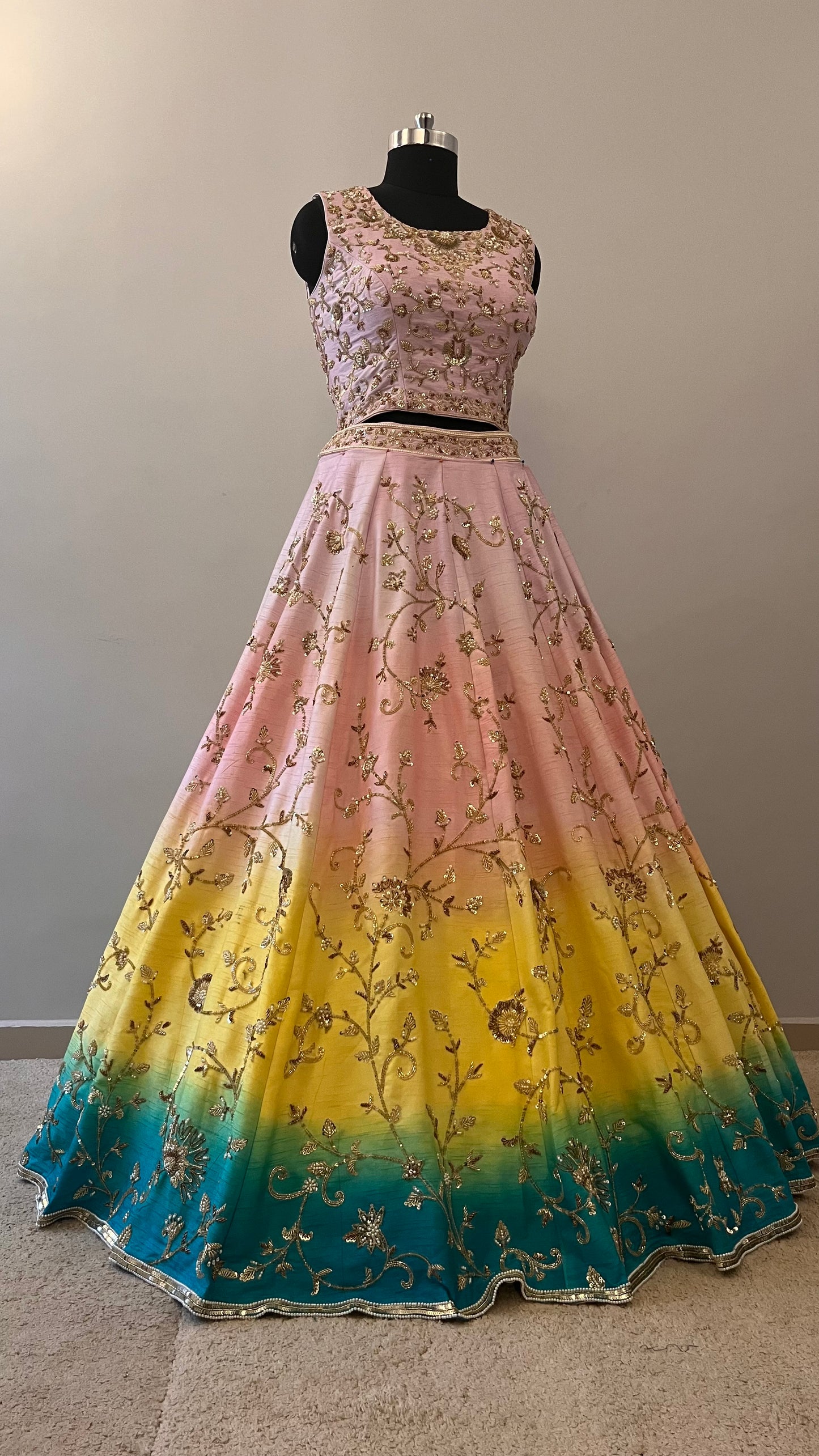 Nooré Pastel Ombre Handcrafted Bridal Lehenga Set