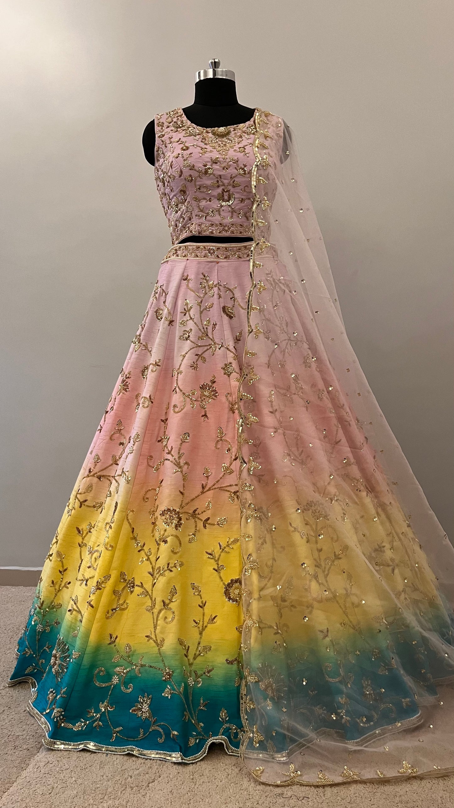 Nooré Pastel Ombre Handcrafted Bridal Lehenga Set