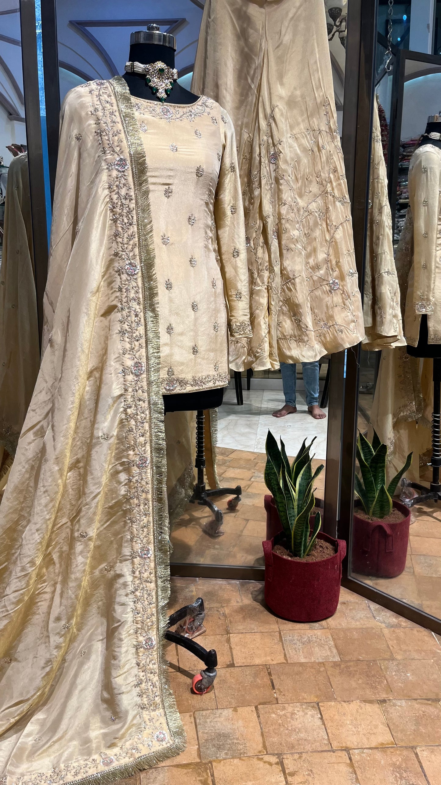 Ivory Silk Handcrafted Sharara Set