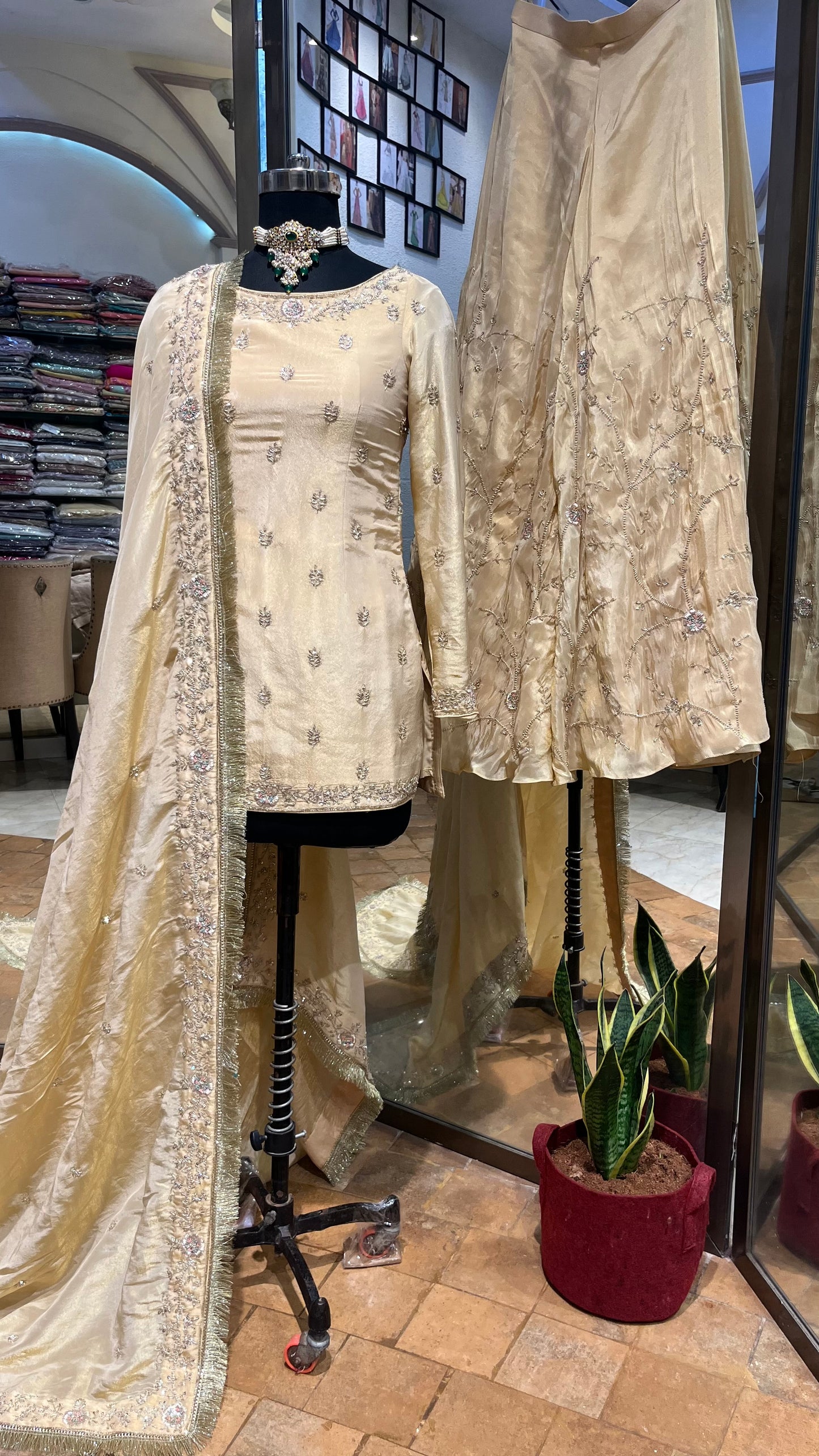 Ivory Silk Handcrafted Sharara Set