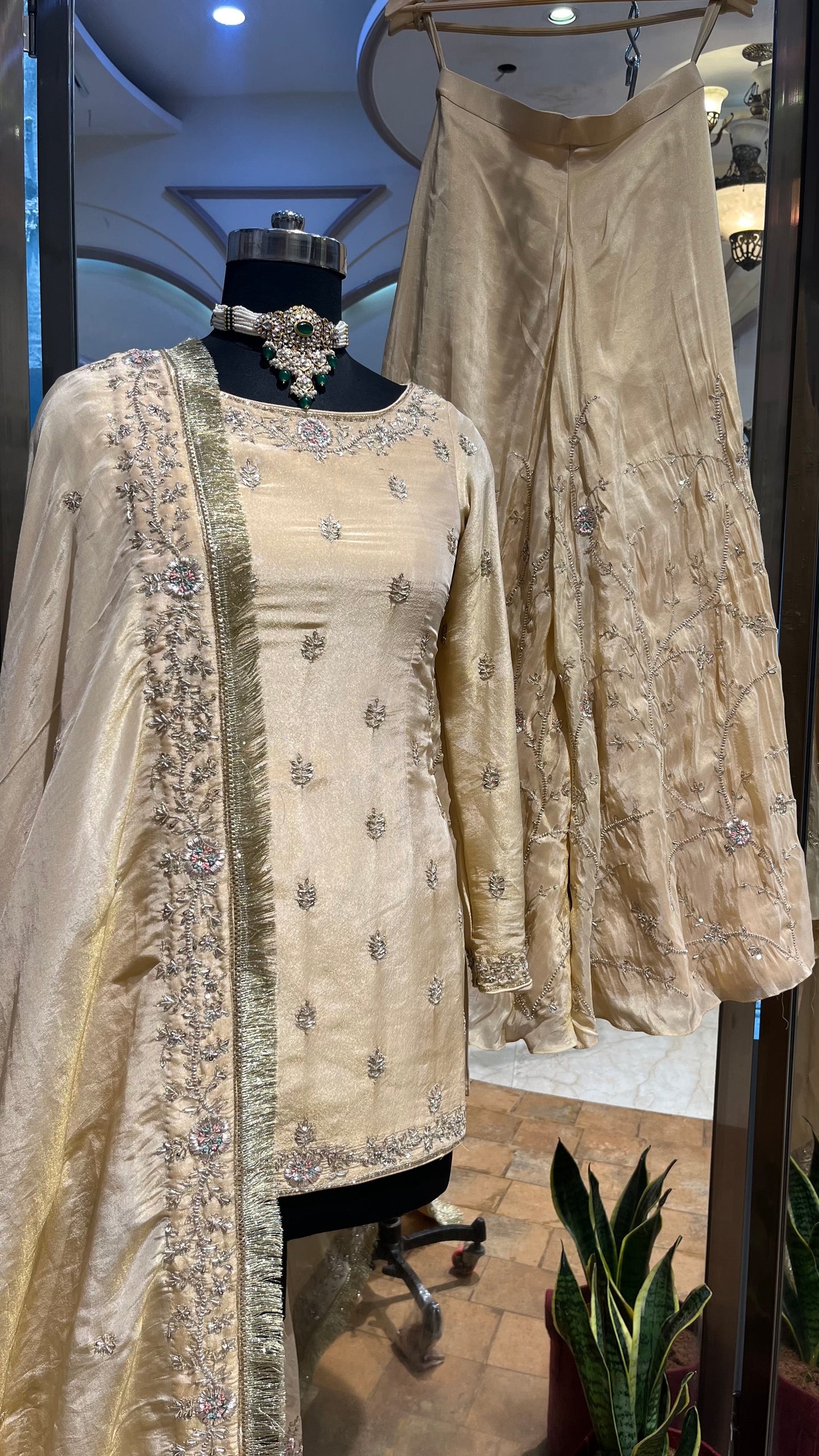 Ivory Silk Handcrafted Sharara Set