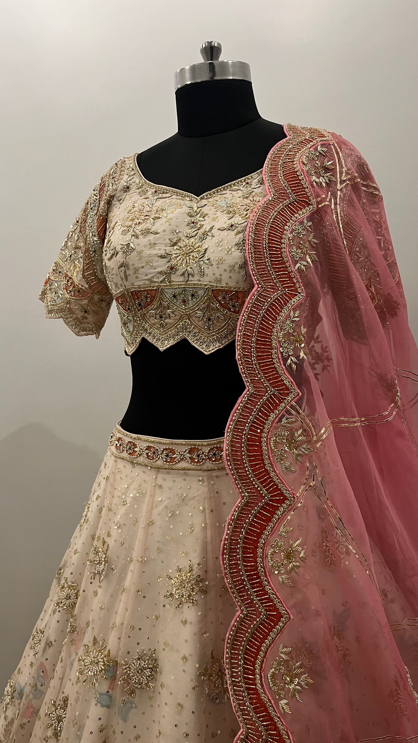 Roselle Ivory Zari Bridal Lehenga