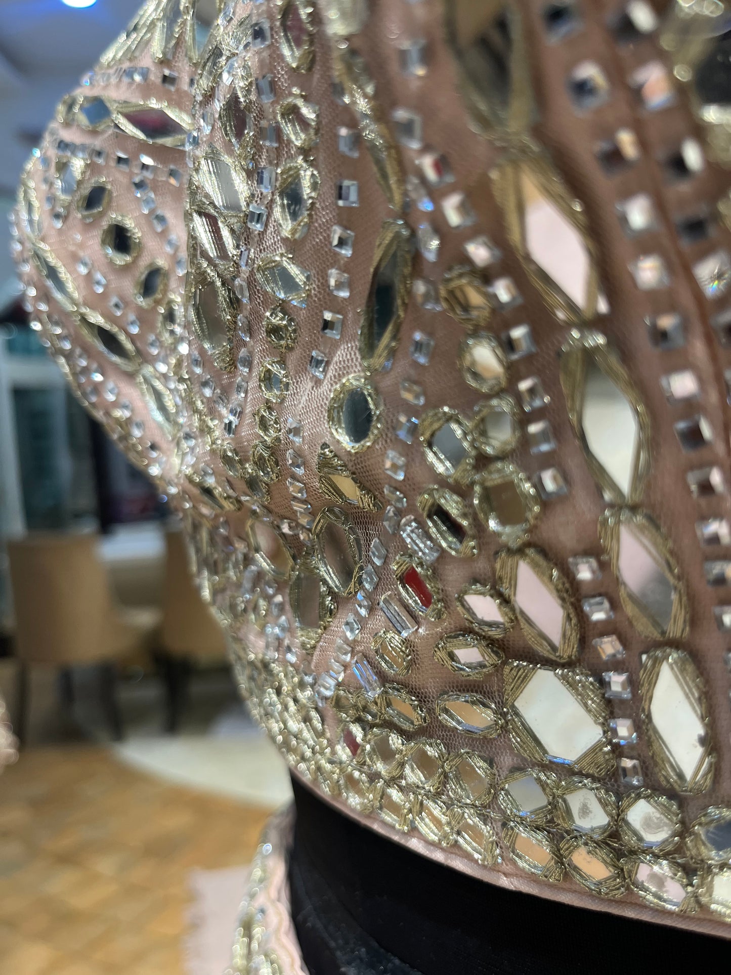 Platinum Mirrorwork Bridal Lehenga Couture