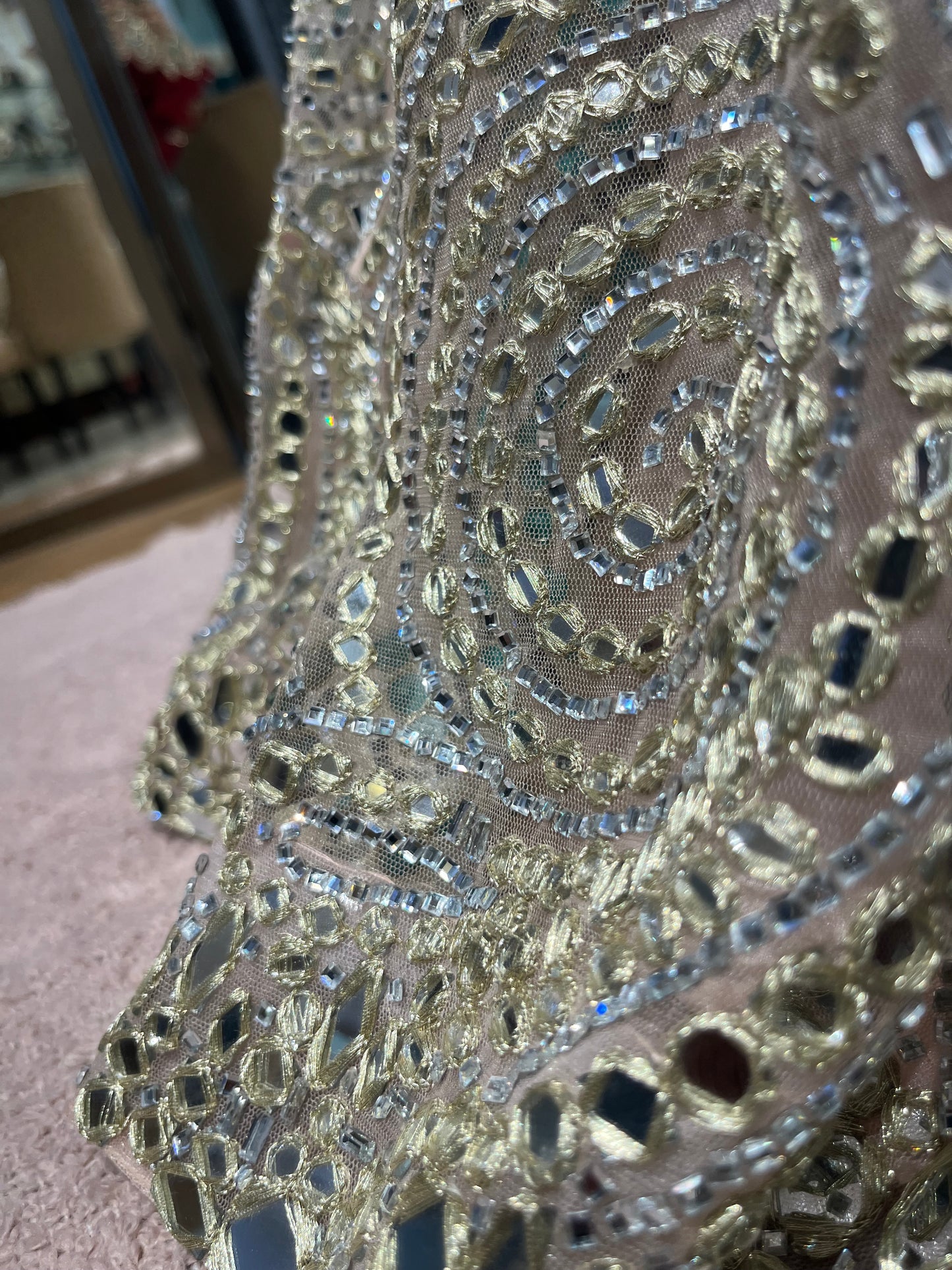 Platinum Mirrorwork Bridal Lehenga Couture