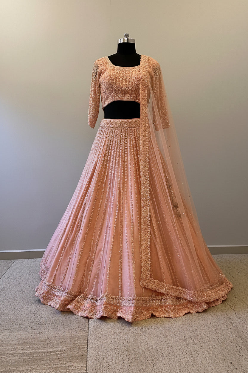 Elara Blush Handcrafted Bridal Lehenga Set