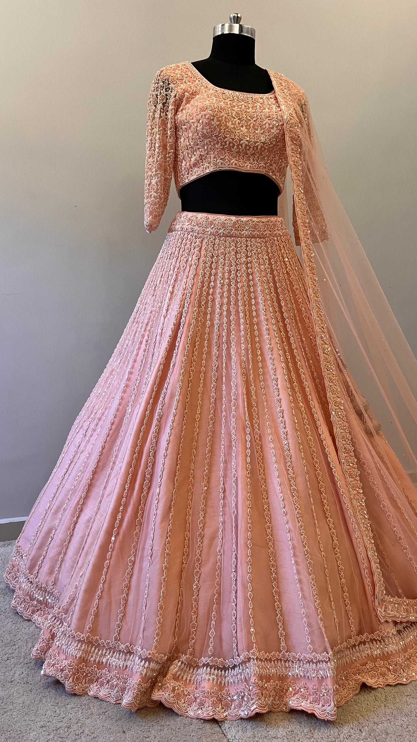 Elara Blush Handcrafted Bridal Lehenga Set