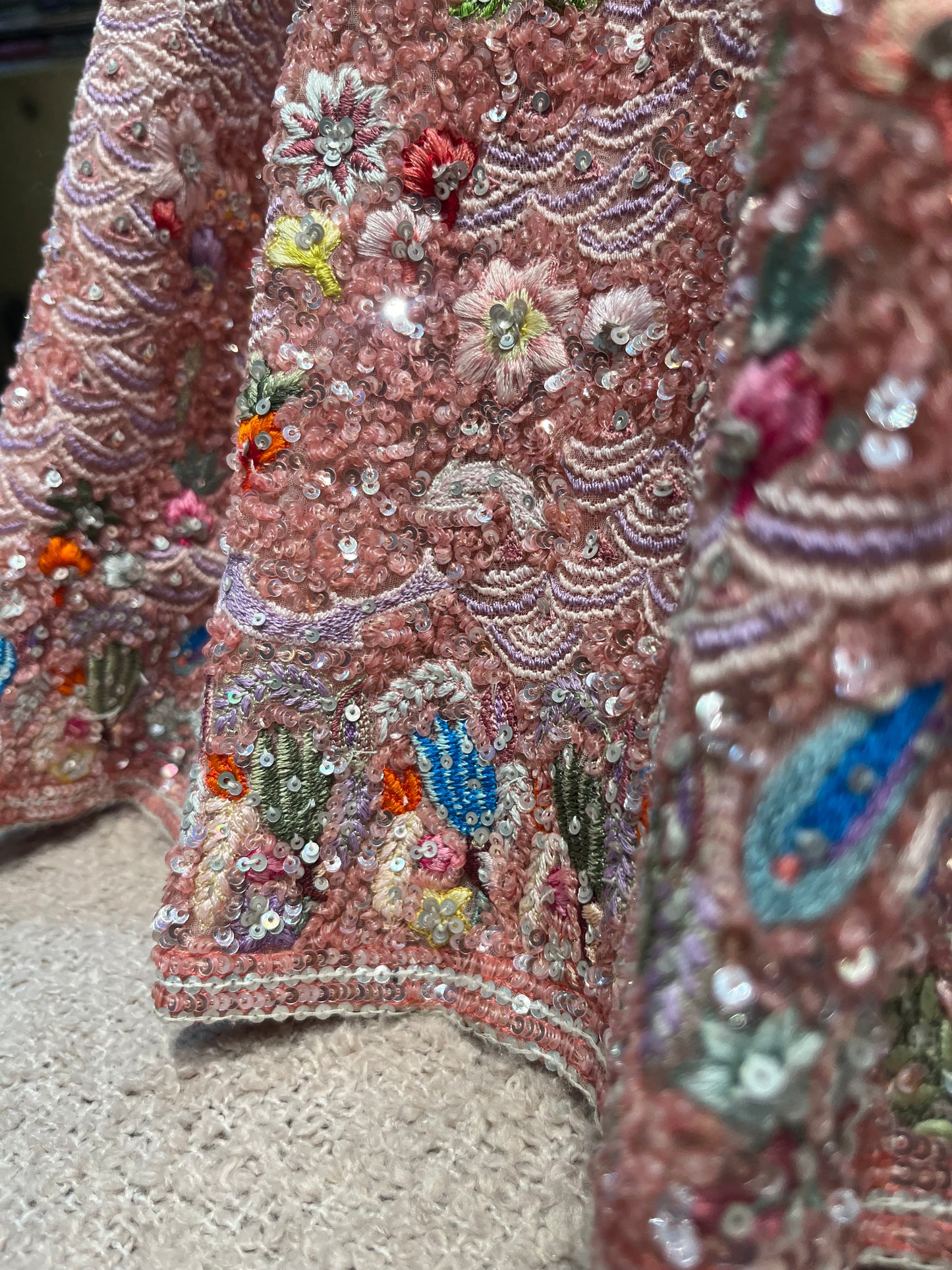 Dusty Rose Floral Couture Bridal Lehenga