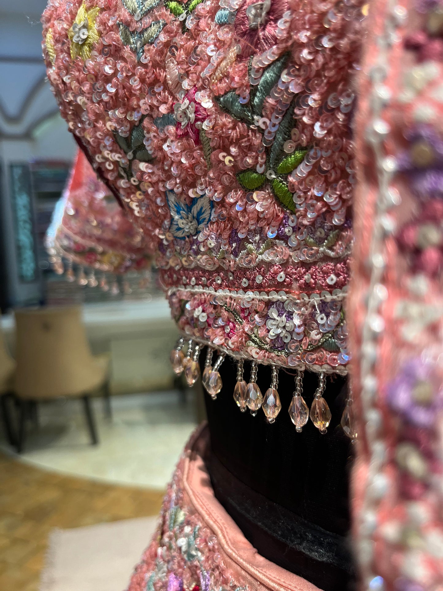 Dusty Rose Floral Couture Bridal Lehenga
